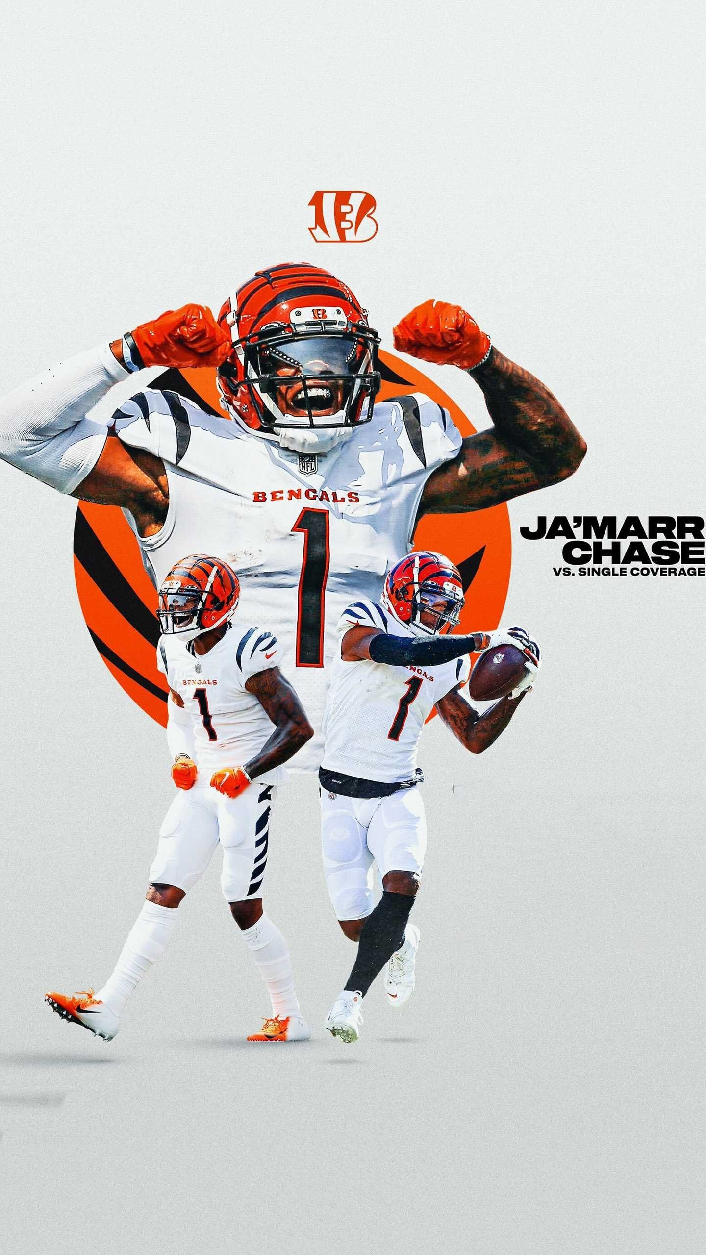 1440x2560 Ja'Marr Chase Wallpaper Discover more American Football, Bengals, Cincinnati Bengals, Footbal. Bengals cheerleaders, Bengals football, Cincinnati bengals football, Phone