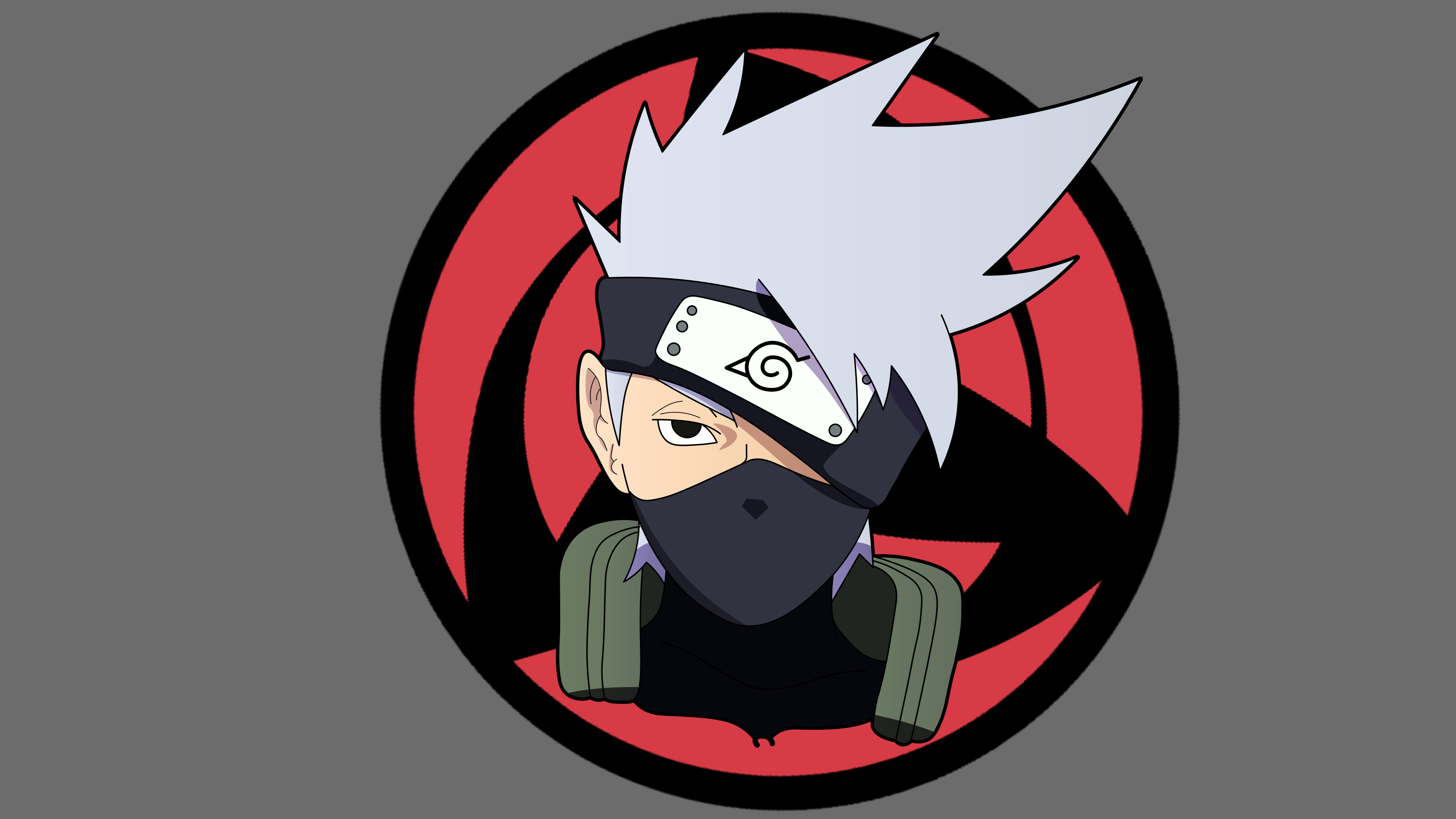 5120x2880 Kakashi Hatake Wallpaper 4K, Naruto, Minimal art, Grey background, 5K, 8K, Anime, Desktop