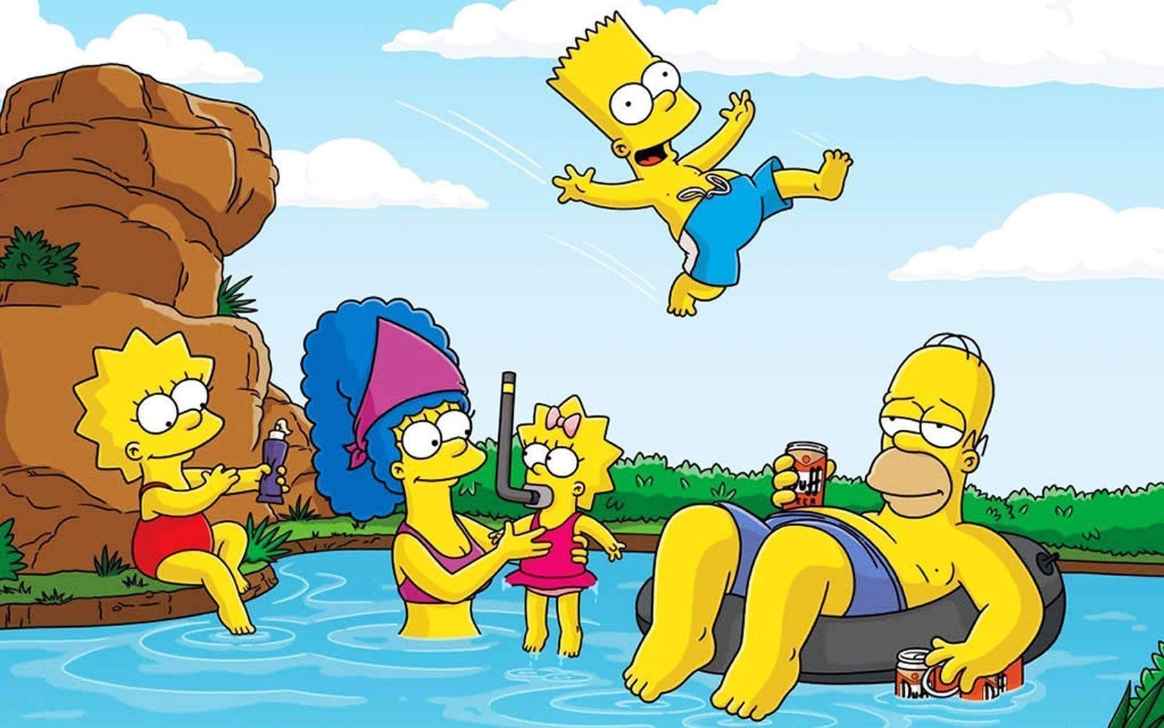 1680x1050 the simpsons summer pool party Characters Photo, Desktop