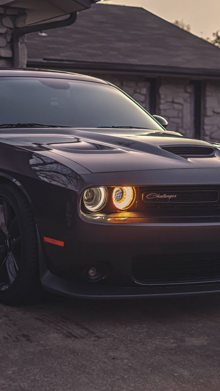 750x1340 Download  wallpaper black, muscle car, dodge challenger, iphone iphone  HD image, background, 19279, Phone