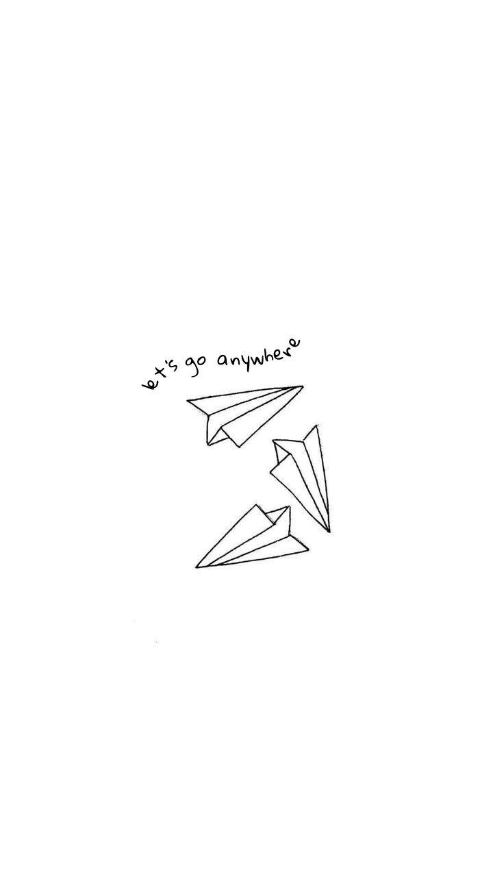 720x1280 let's go anywhere paper plane wallpaper lockscreen white black, Phone