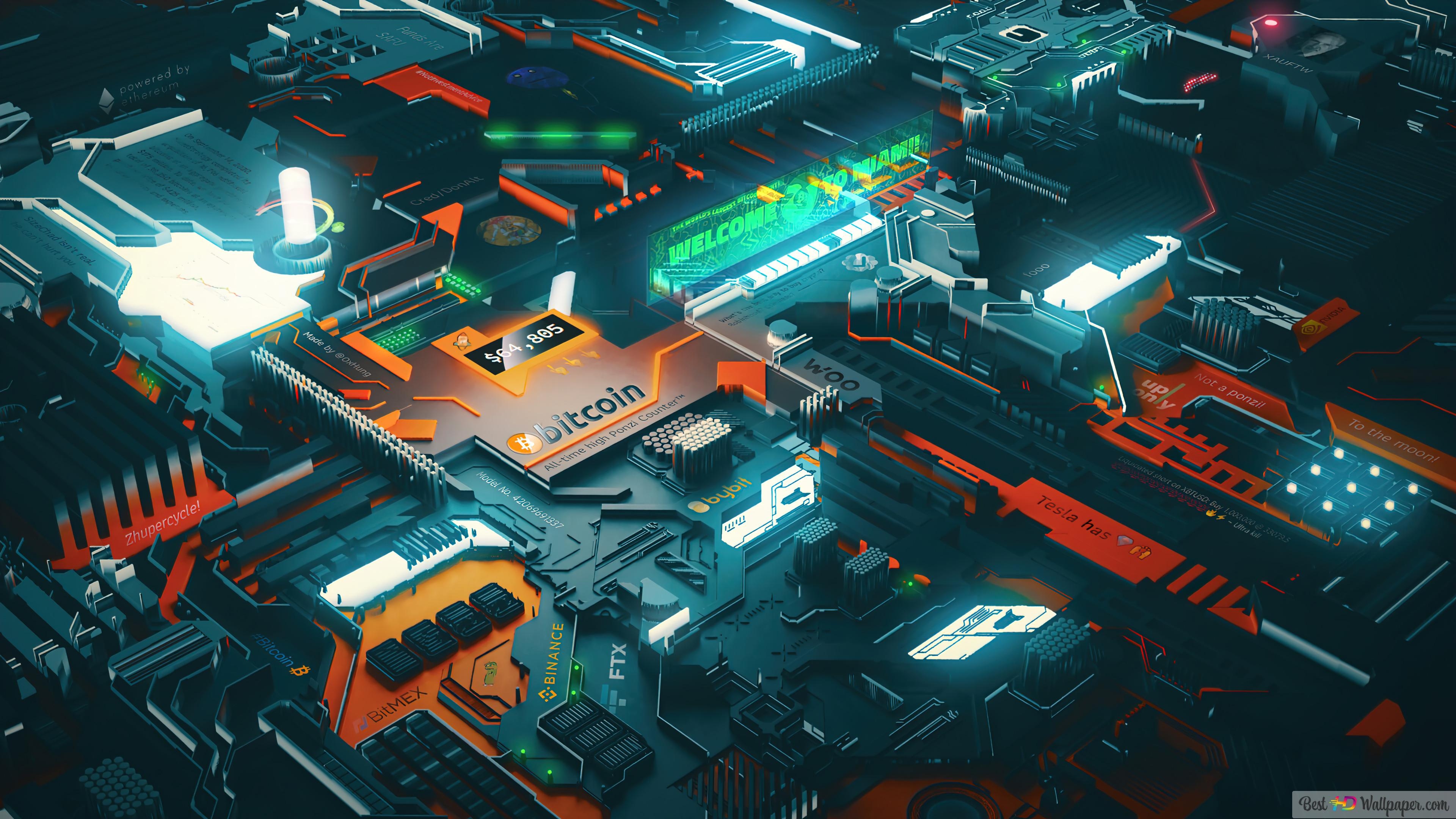 3840x2160 Bitcoin Circuit 4K wallpaper download, Desktop