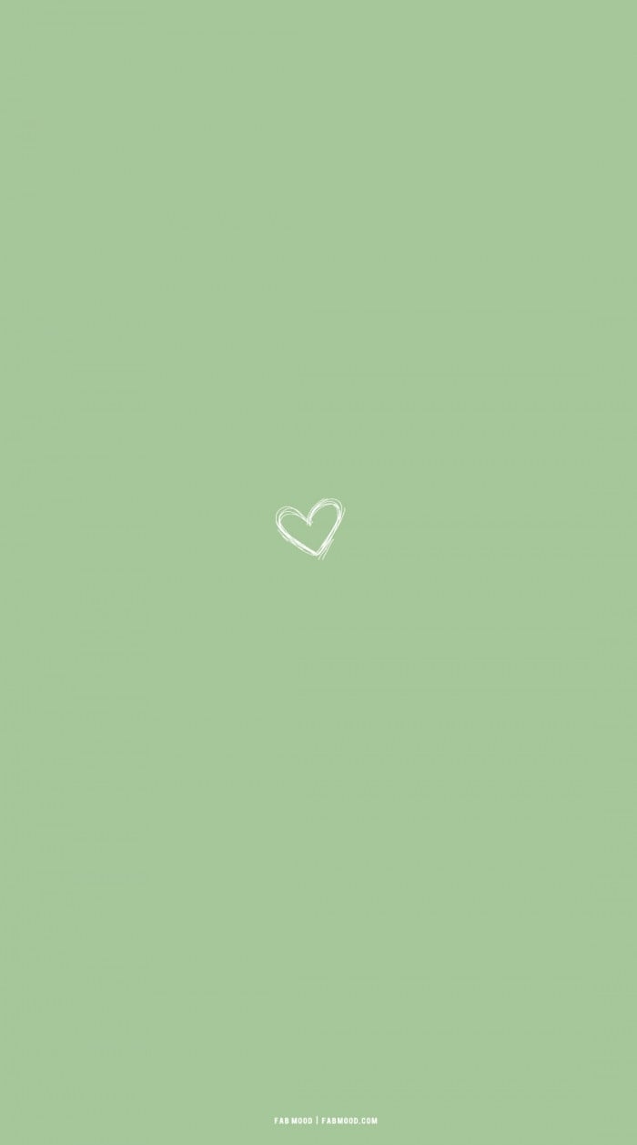 700x1260 Cute Spring Wallpaper for Phone & iPhone, Heart Sage Green Background, Phone