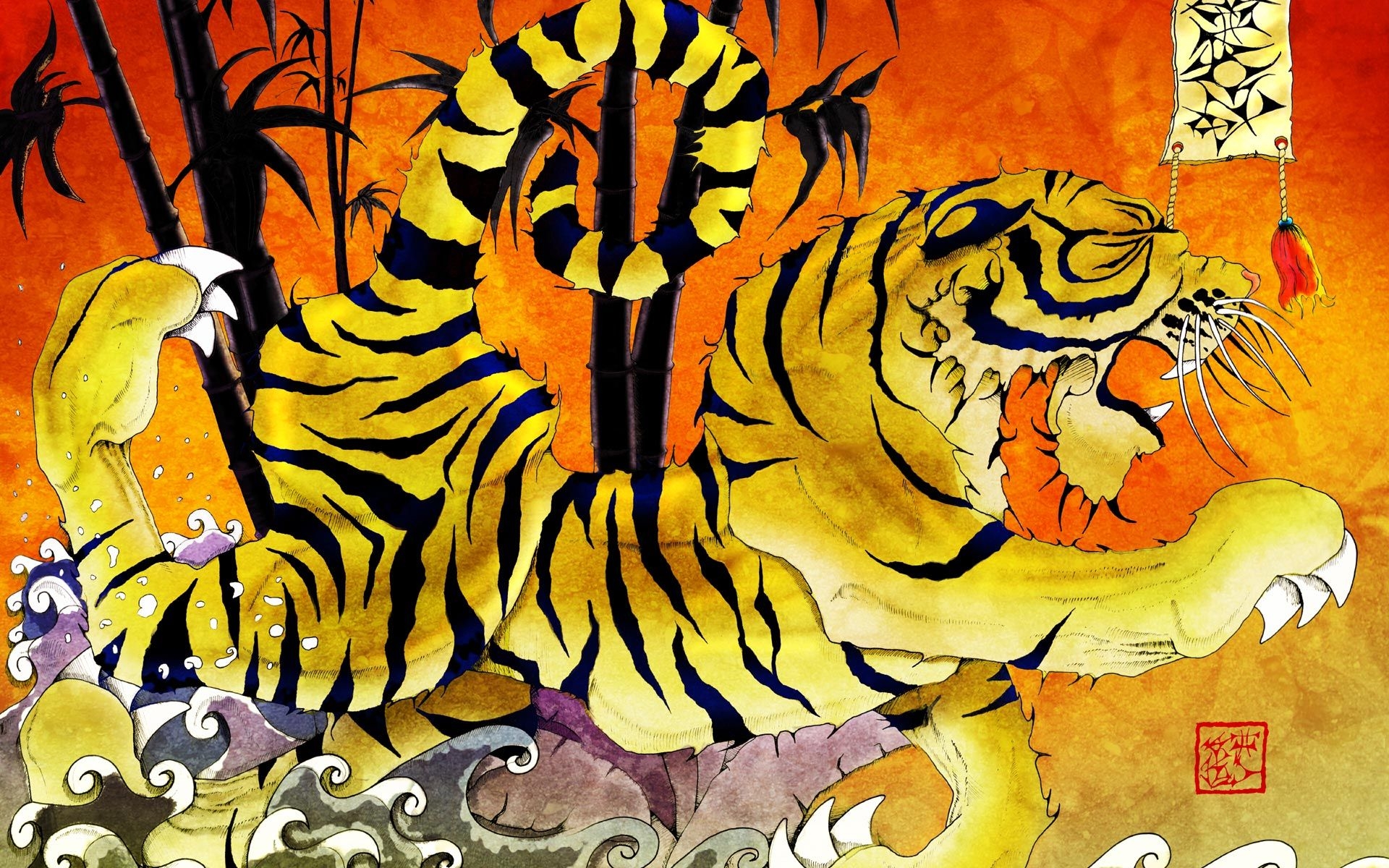 1920x1200 Japanese Tiger Art Wallpaper Free Japanese Tiger Art Background, Desktop