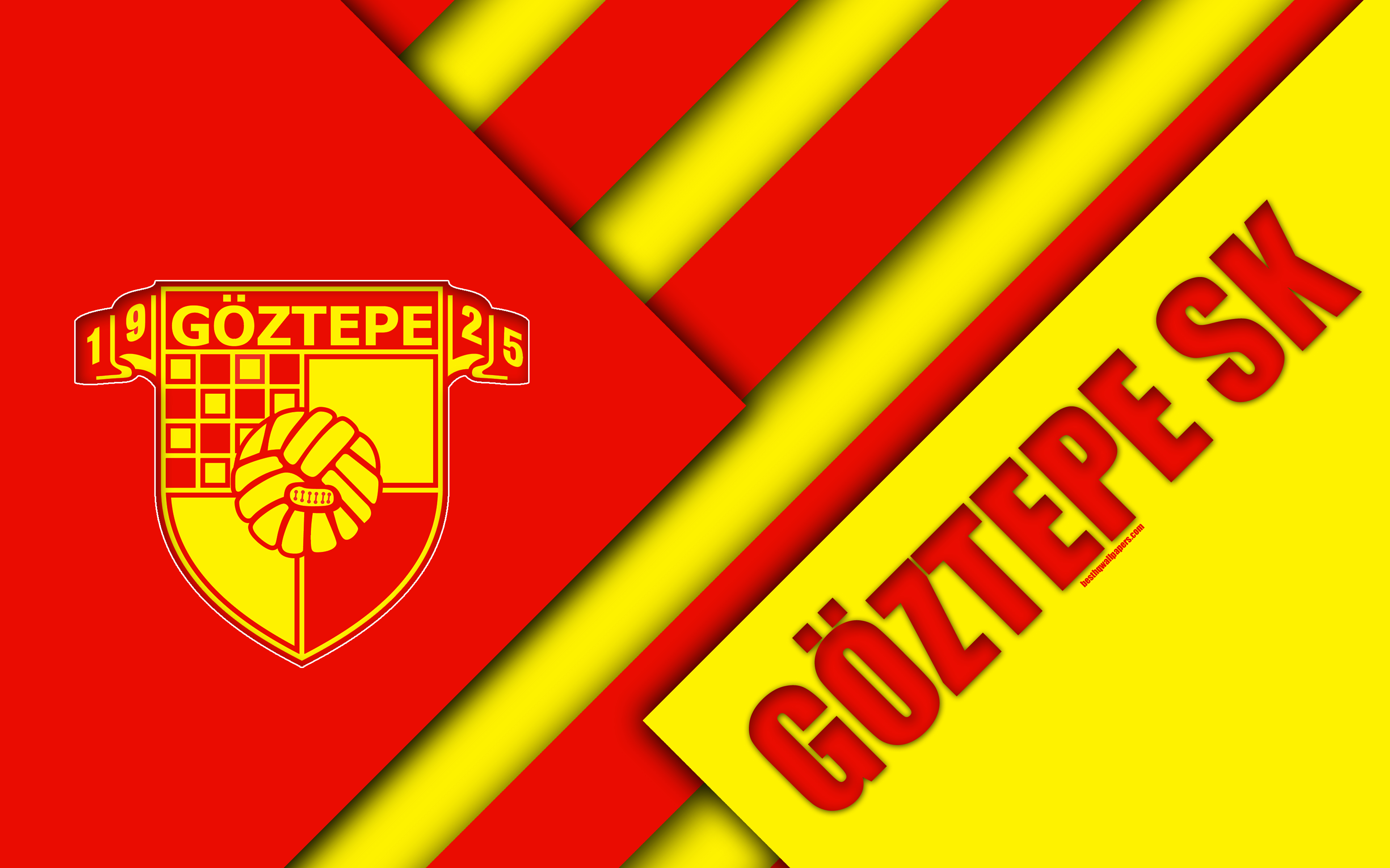 3840x2400 Download wallpaper Göztepe SK, emblem, 4k, material design, logo, Desktop