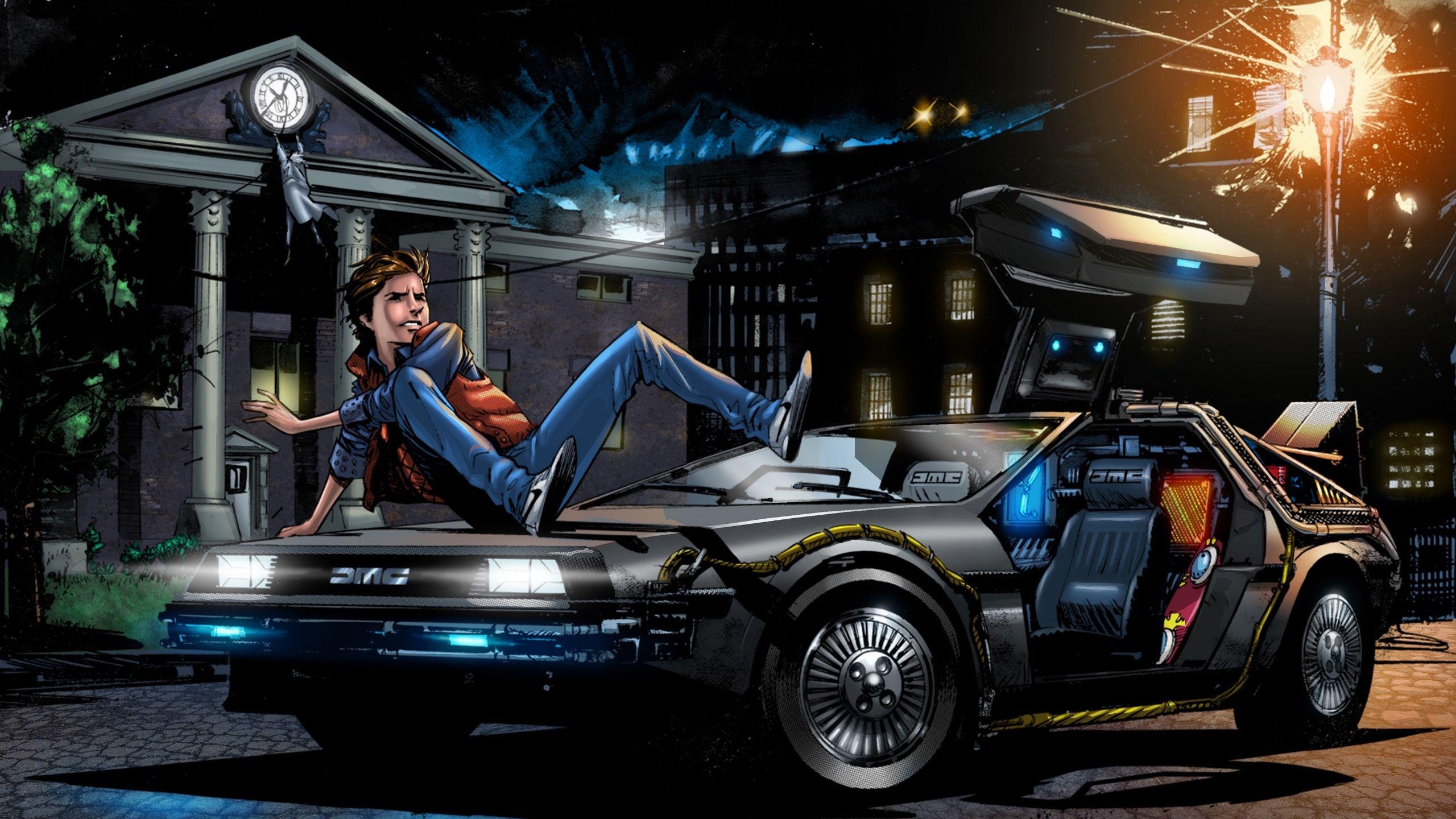 2560x1440 Download wallpaper  back to the future, marty mcfly, art, Desktop