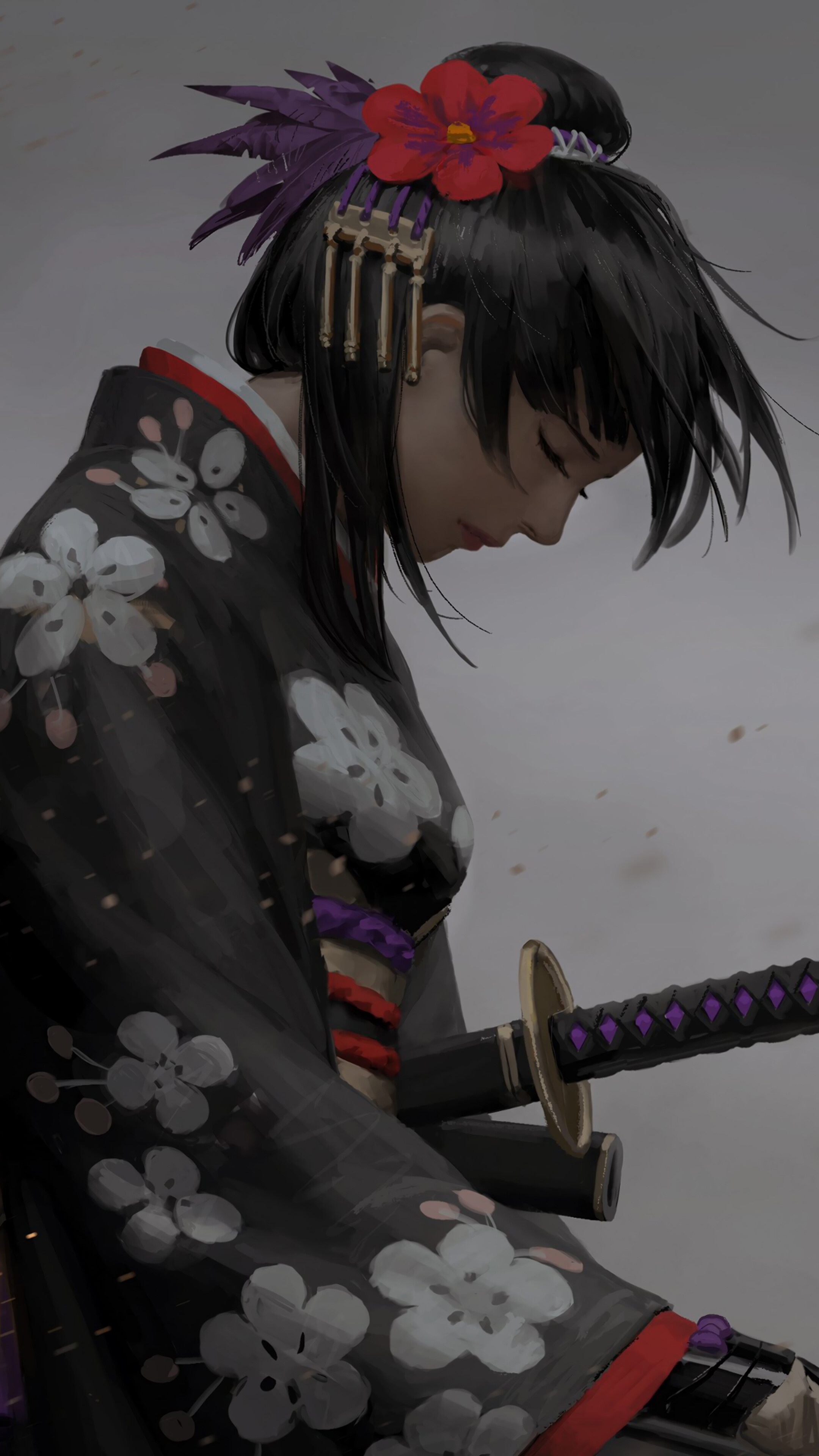 2160x3840 Samurai, Girl, Katana, Fantasy, 4K phone HD Wallpaper, Image, Background, Photo and Picture HD Wallpaper, Phone