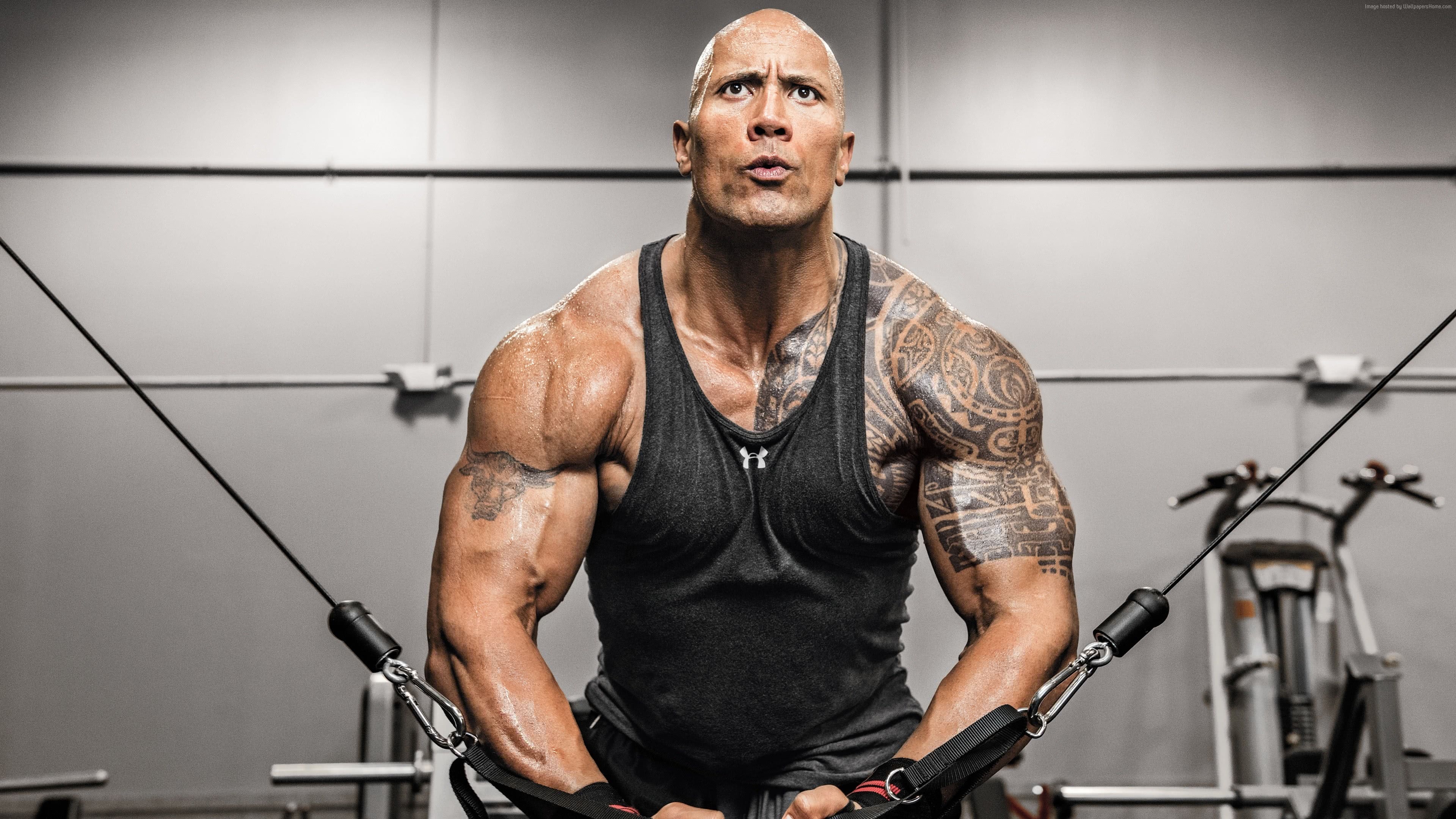 3840x2160 Dwayne Johnson Workout UHD 4K Wallpaper, Desktop