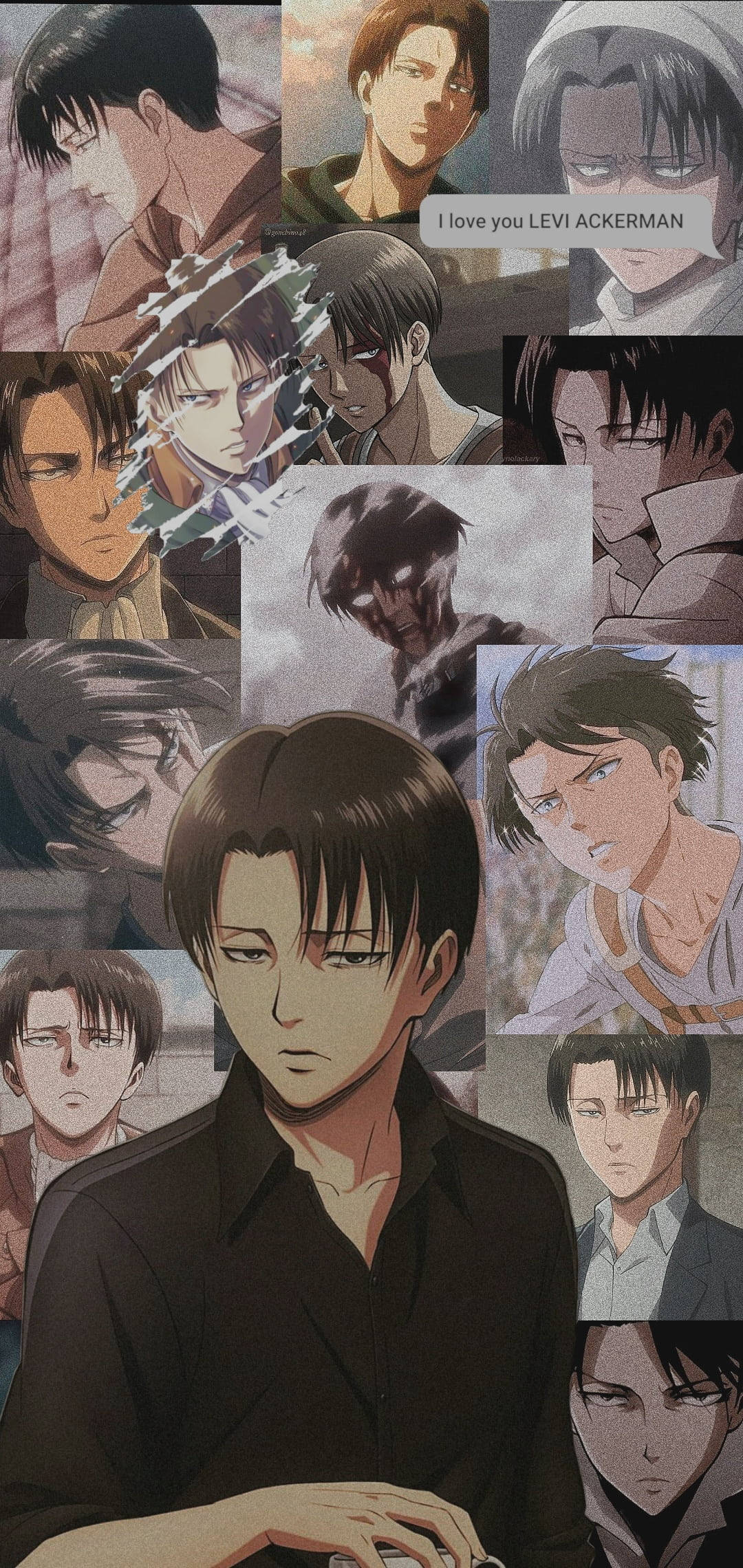 1080x2280 Download Attack On Titan Characters Levi Collage Wallpaper, Phone