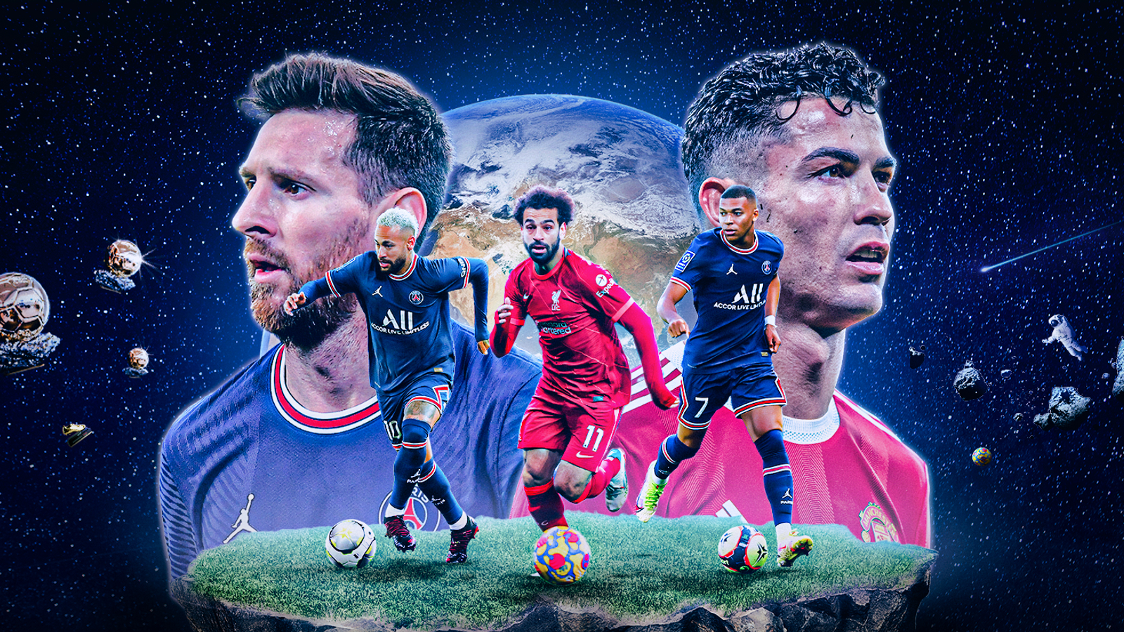 1600x900 Kylian Mbappe, Mohamed Salah, Erling Haaland vying to usurp Lionel Messi and Cristiano Ronaldo as world's best, Desktop