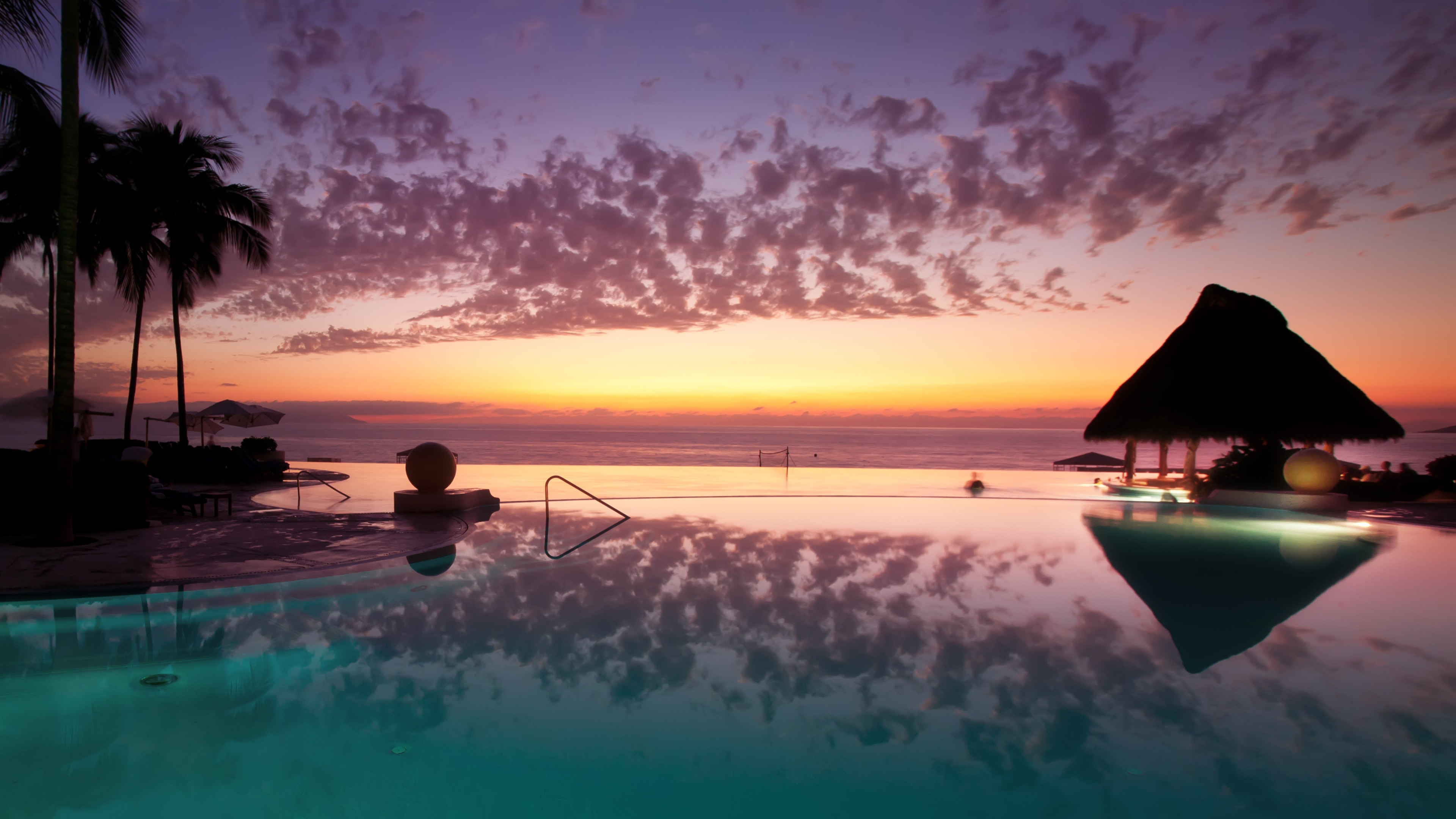 3840x2160 Grand Velas Riviera Nayarit Hotel and Resort Pool at Sunset, Puerto, Desktop