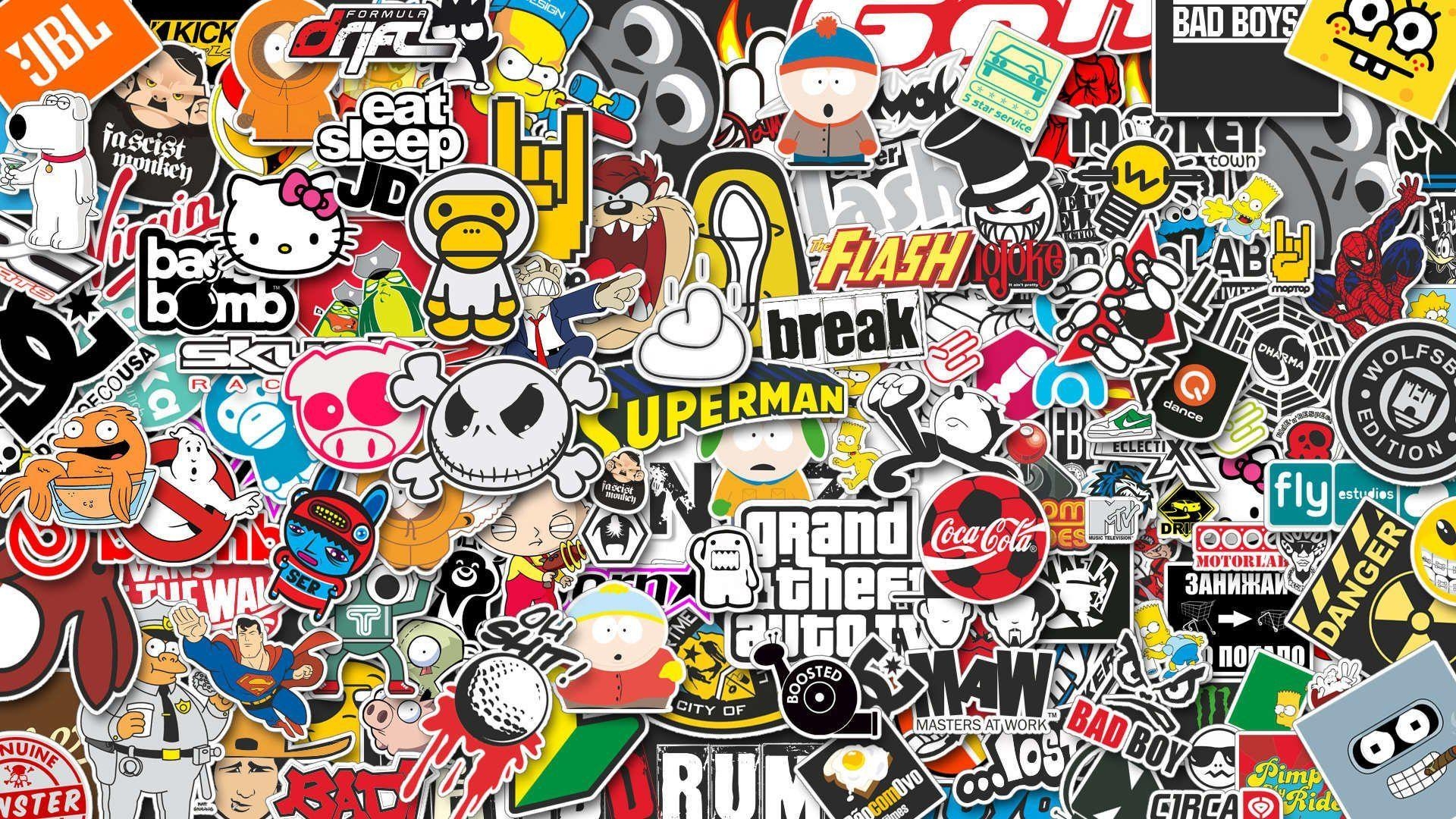 1920x1080 Sticker Bomb HD Wallpaper, Desktop