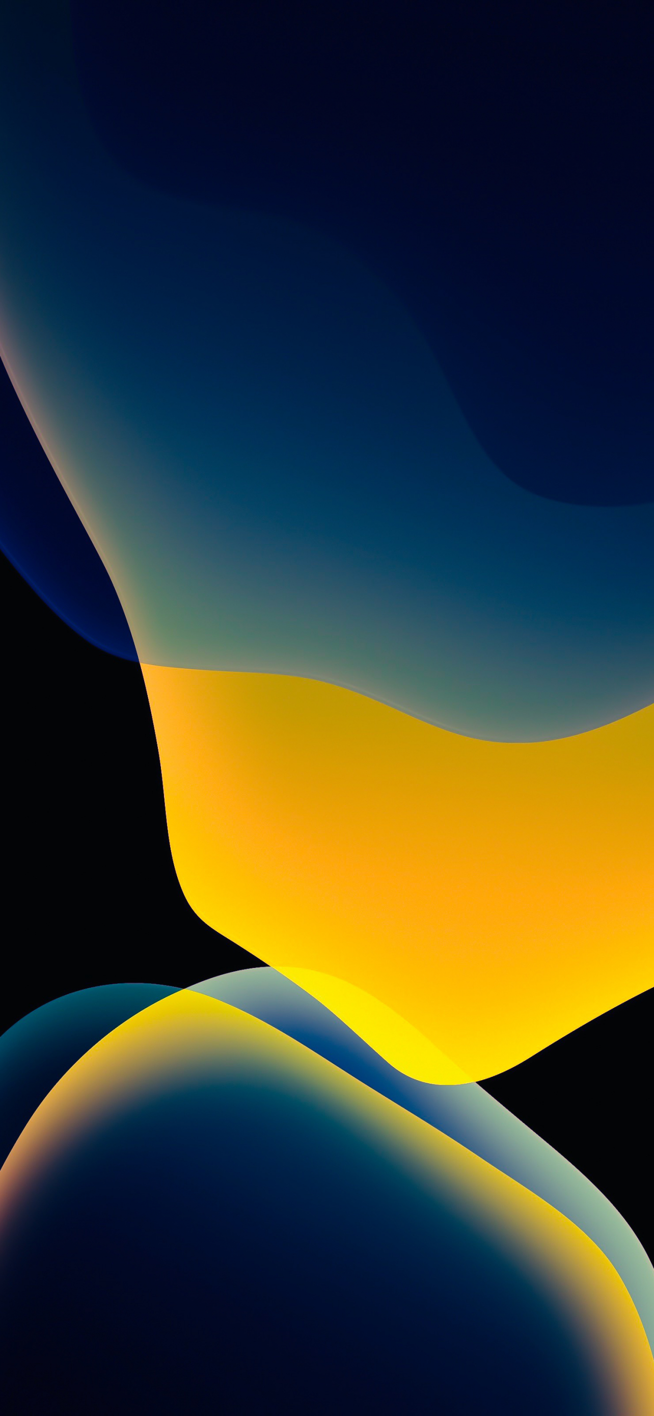 1290x2780 iOS 13 Wallpaper 4K, Stock, iPadOS, Yellow, Black background, AMOLED, Abstract, Phone