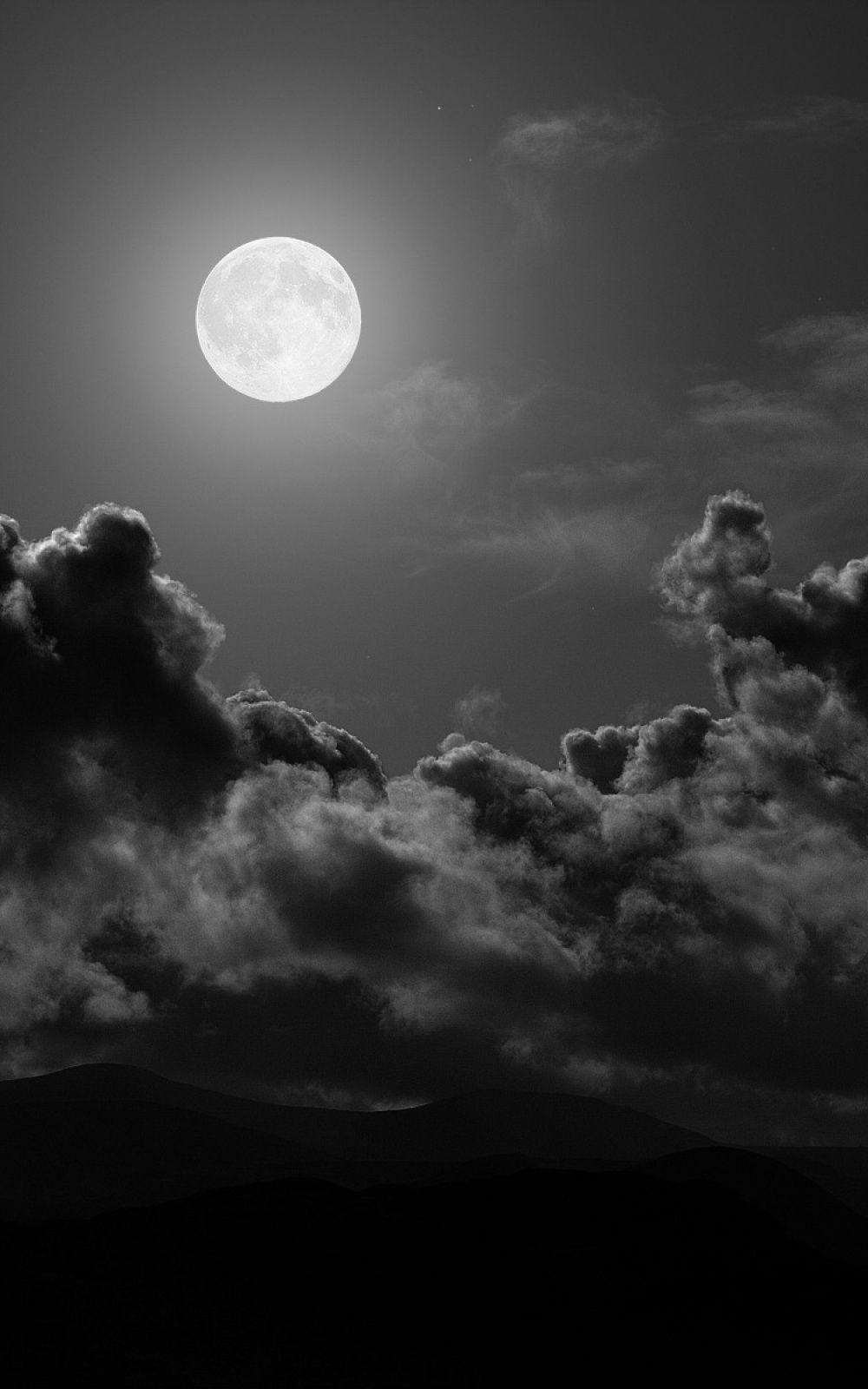 1000x1600 Full Moon Night Black And White Android Wallpaper free download, Phone