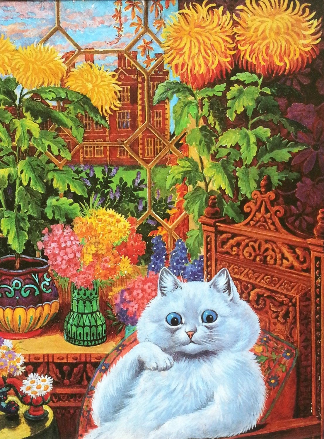 1110x1500 Louis Wain Cat Print Mounted Art 1983, Phone