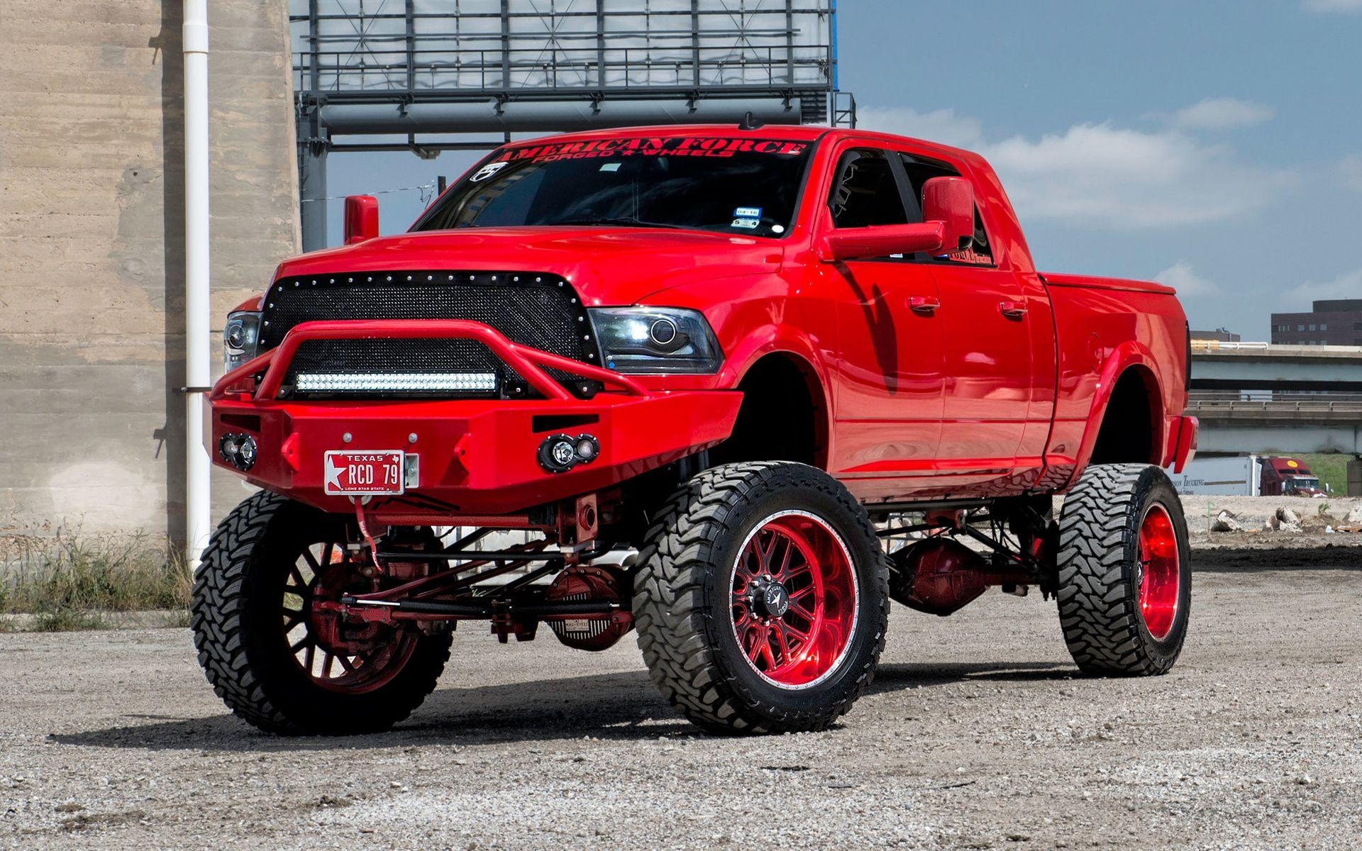 1920x1200 Dodge Ram Body Lift Heavy Duty Truck Red Custom Wheels, Desktop