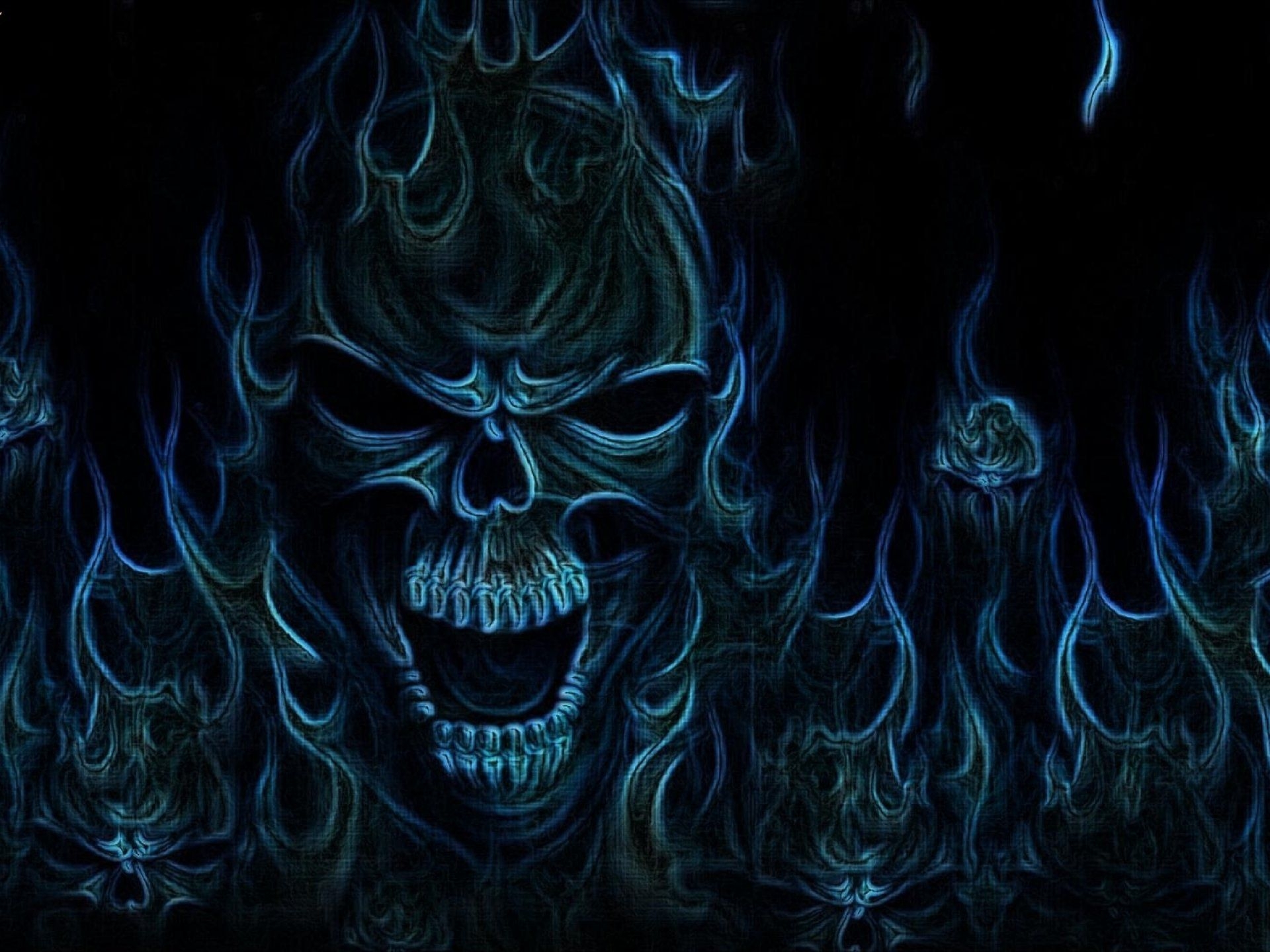 1920x1440 Evil Skull Wallpaper Dark Blue, Desktop