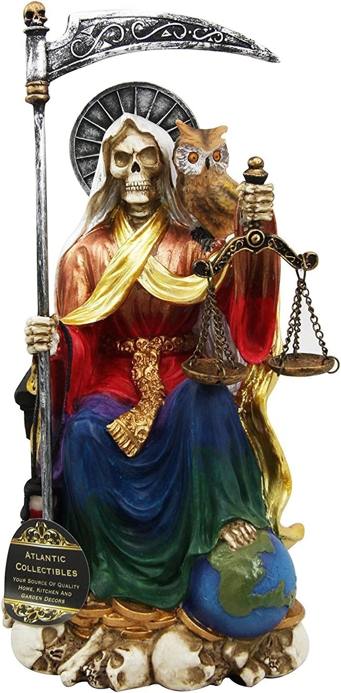 670x1360 Atlantic 9 Tall Holy Death All Powerful Santa Muerte with Scythe and Scales Sitting On Throne Day of The Dead Decorative Figurine (Rainbow), Home & Kitchen, Phone