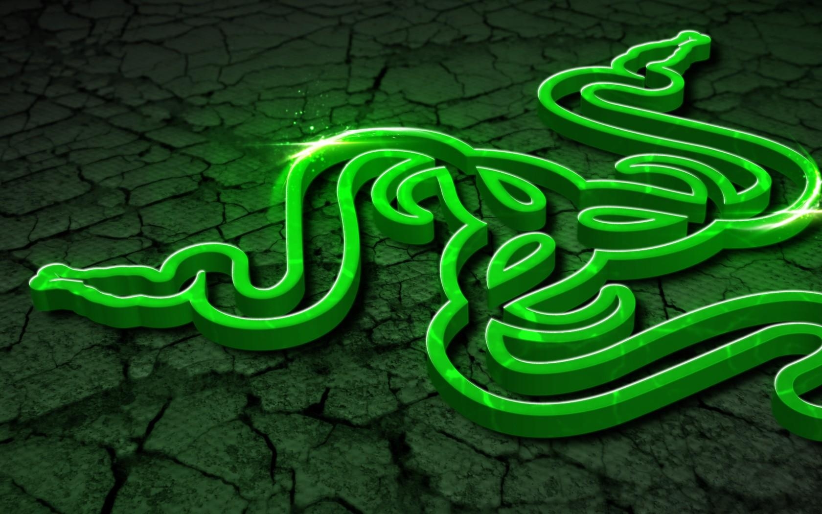 1680x1050 Wallpaper, neon, text, snake, green, circle, Razer, serpent, Desktop