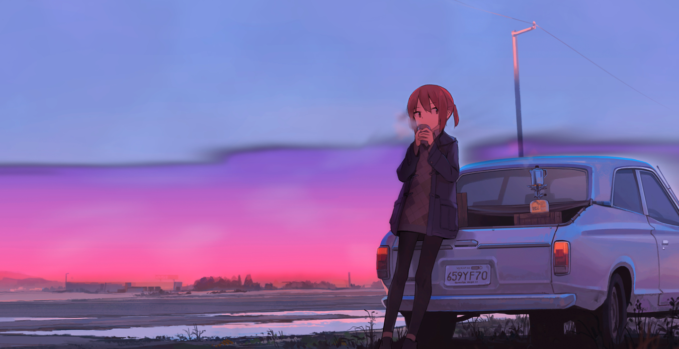 1370x710 Chill Study A New Day [animated][uwide] [wallpaper Girl In Car, Desktop