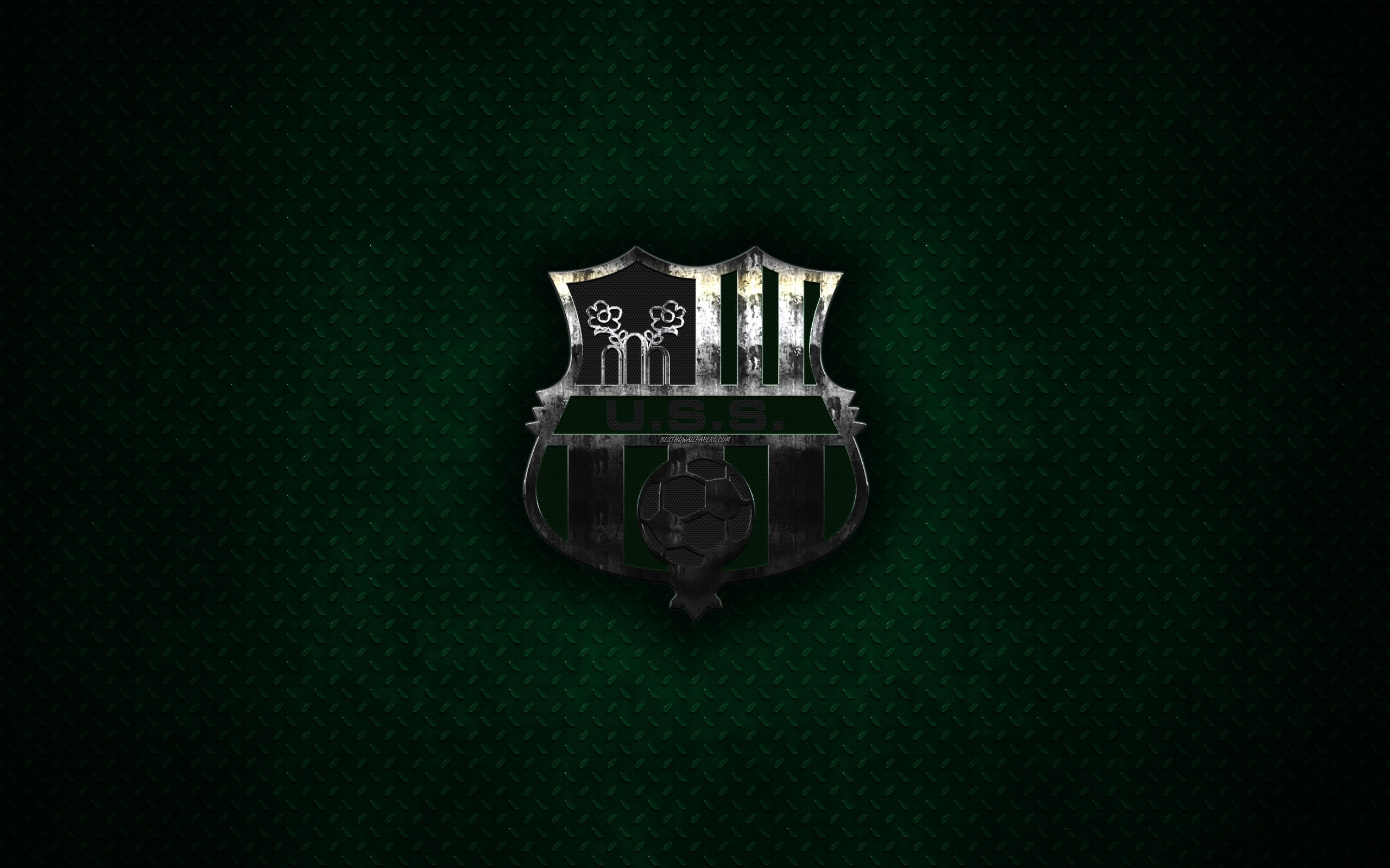 2560x1600 Download wallpaper US Sassuolo, metal logo, creative art, Italian, Desktop