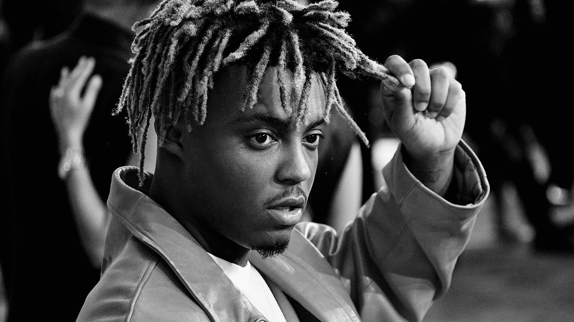 1920x1080 Black And White Photo Of Juice Wrld Holding Hair With Hand Wearing Coat Suit HD Juice Wrld Wallpaper, Desktop