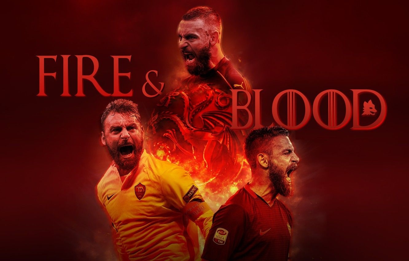 1340x850 Wallpaper wallpaper, sport, fire, blood, football, player, AS Roma, Daniele De Rossi image for desktop, section спорт, Desktop