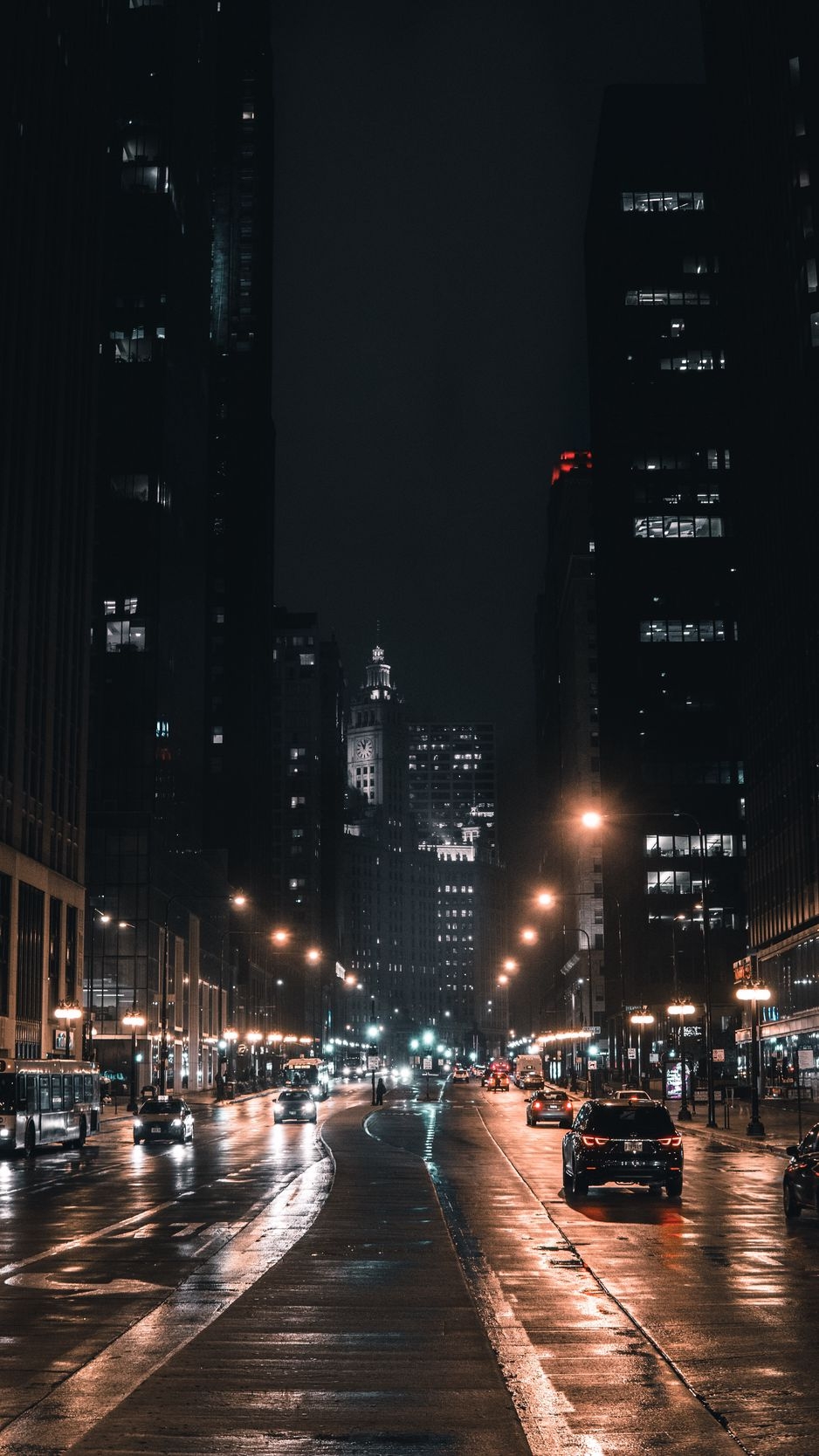 940x1670 Download Wallpaper  Night City, Street, City Lights, Traffic, Chicago, Usa Iphone 8 7 6s 6 For Parallax HD Background, Phone