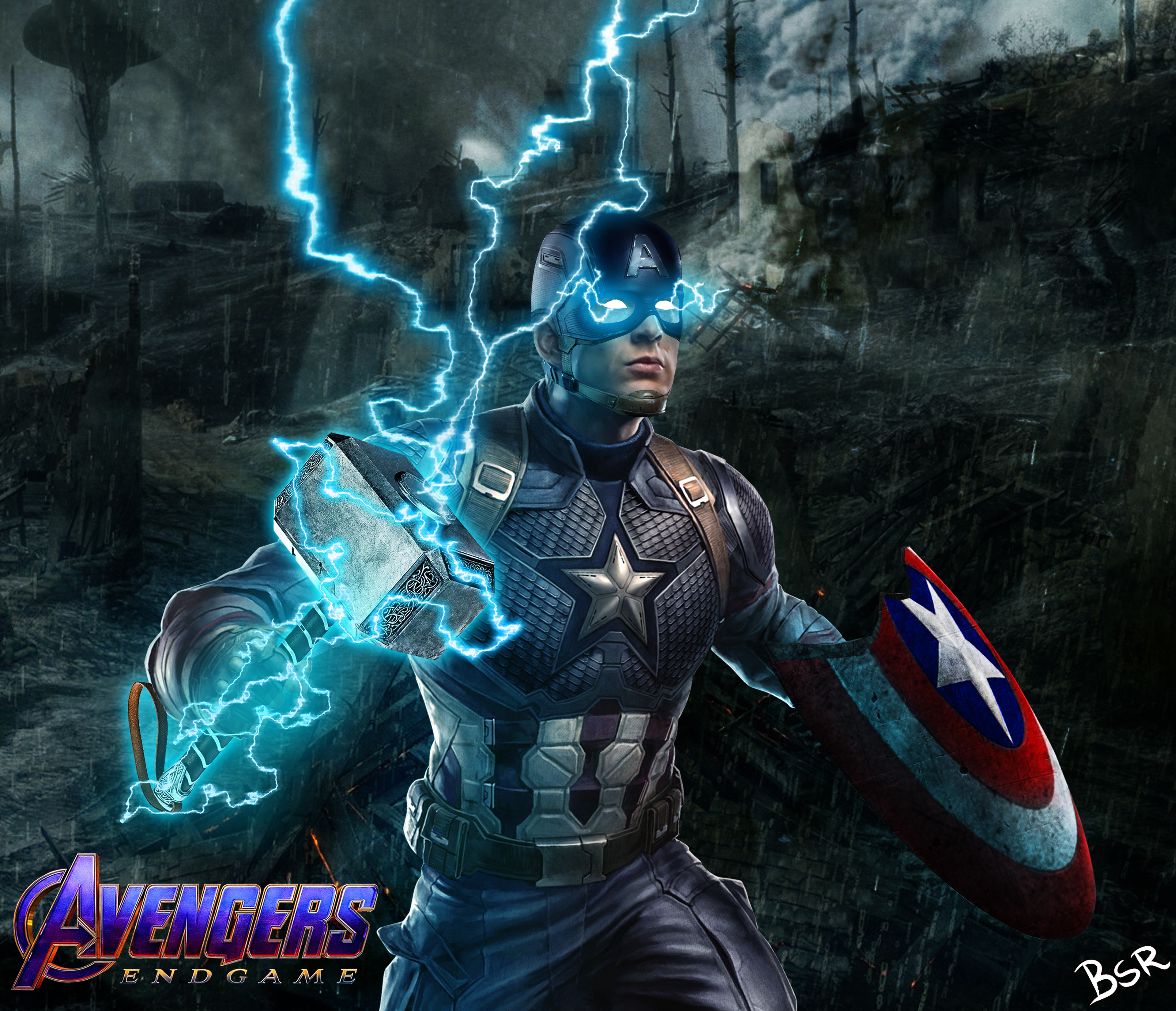 3840x3300 Captain America Wallpaper 4K, Avengers: Endgame, Worthy, Thor's hammer, Movies, Desktop