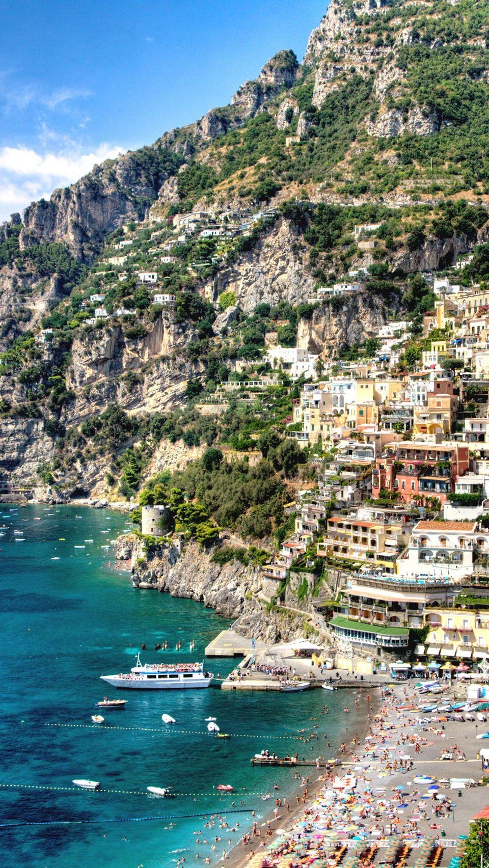 960x1710 Positano village- Amalfy coast. Italy. Summer vacation, Phone