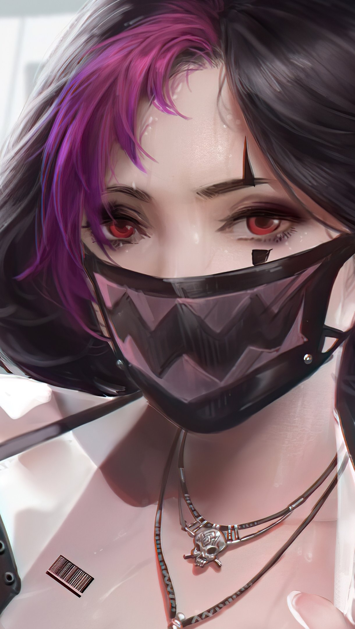 1220x2160 Anime Girl with mask Wallpaper 4k Ultra HD, Phone