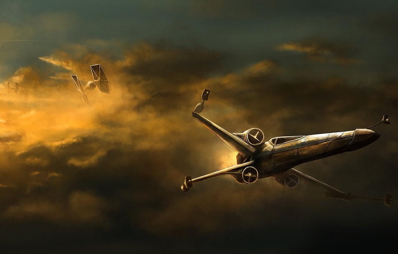 1340x850 Wallpaper The sky, Figure, Star Wars, Battle, Art, Dogfight, Science, Desktop