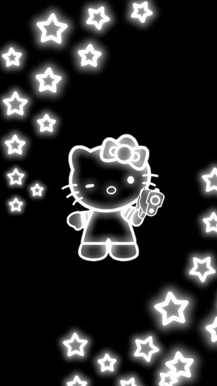 740x1310 Y2k white lightly stars and white lightly hello kitty with black background. Hello kitty iphone wallpaper, Walpaper hello kitty, Hello kitty background, Phone