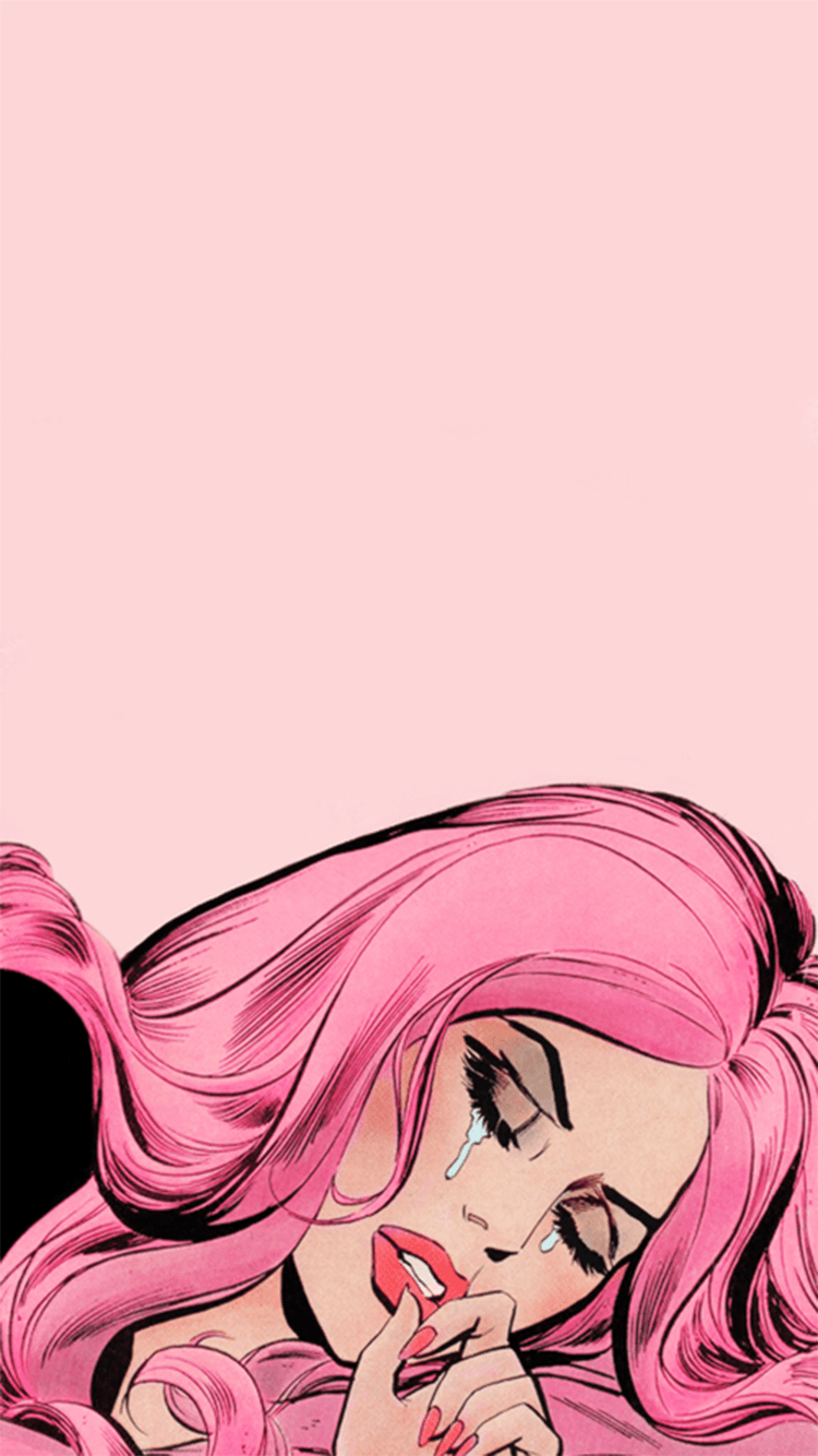 750x1340 Tumblr Girl Cartoon Wallpaper, Phone