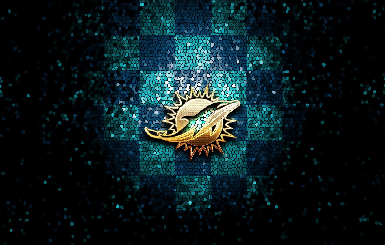 1340x850 Wallpaper wallpaper, sport, logo, NFL, glitter, checkered, Miami Dolphins image for desktop, section спорт, Desktop