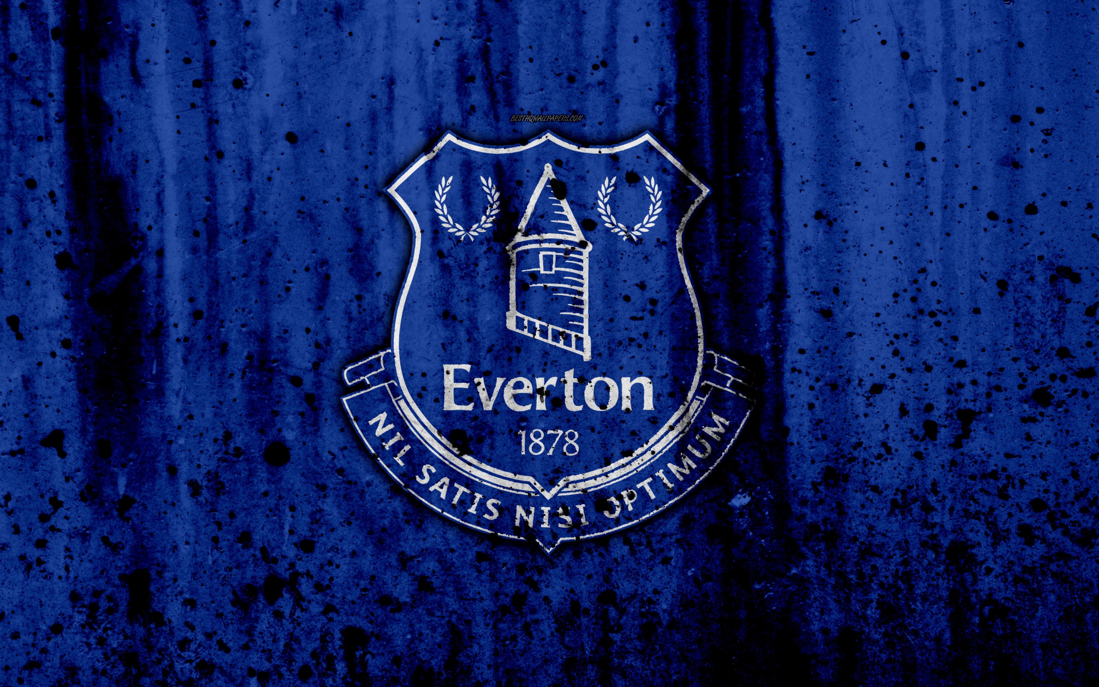 3840x2400 Download wallpaper FC Everton, 4k, Premier League, logo, England, soccer, football club, grunge, Everton, art, stone texture, Everton FC for desktop with resolution. High Quality HD picture wallpaper, Desktop