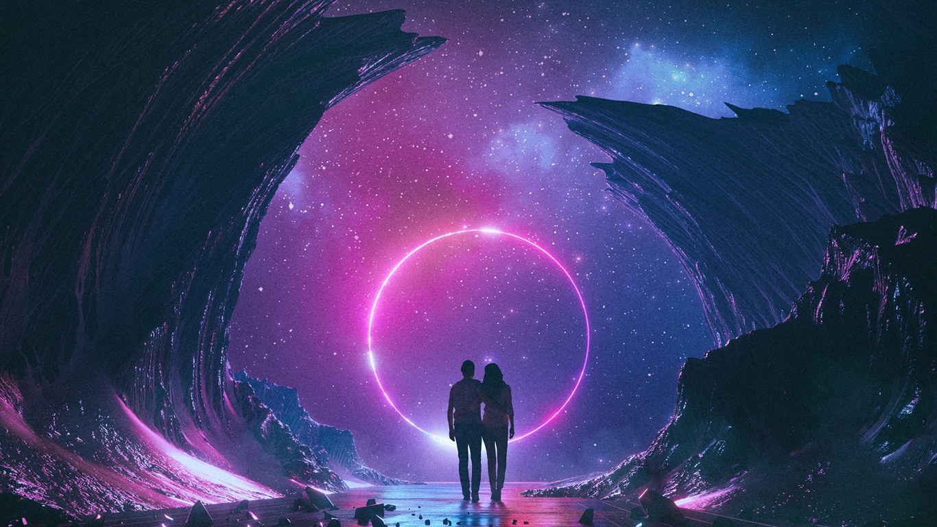 1370x770 Download couple, digital art, fantasy  wallpaper, tablet, laptop,  HD image, background, 9917, Desktop