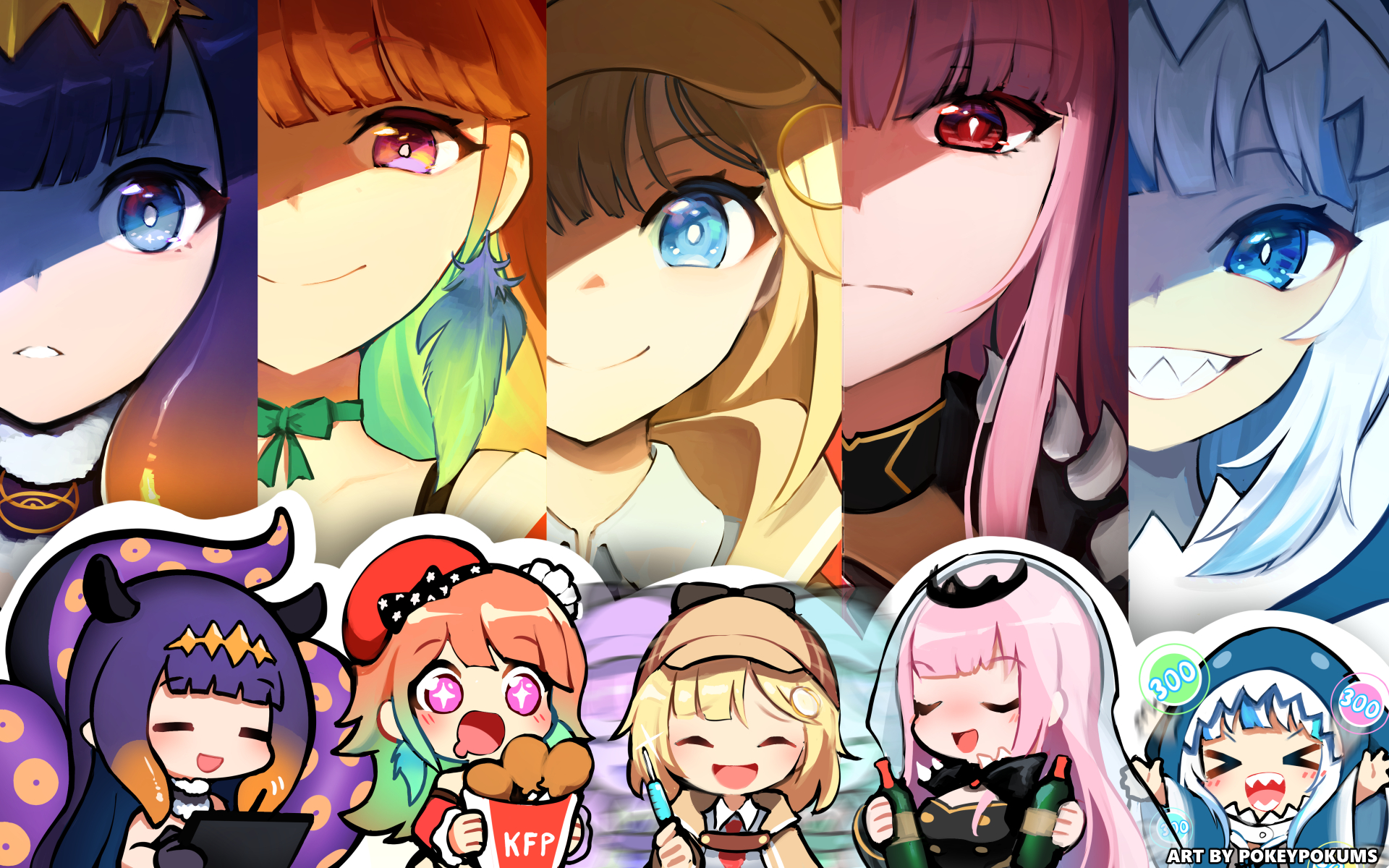 1920x1200 gawr gura, ninomae ina'nis, watson amelia, mori calliope, and takanashi kiara (hololive and 1 more) drawn, Desktop