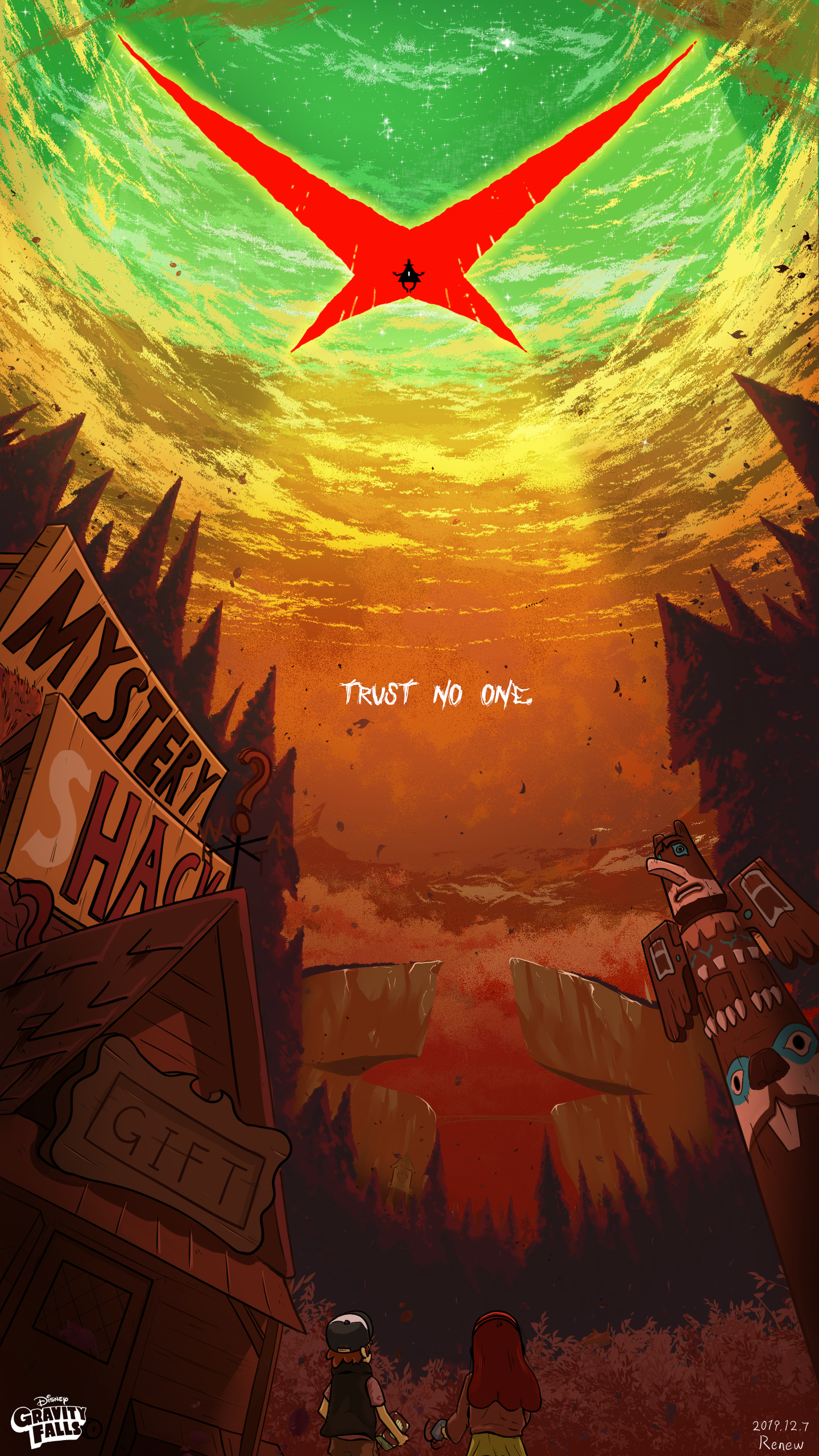 1440x2560 Gravityfalls Fanart 1 - 'TRUST NO ONE.' wallpaper(1440X2560), Phone