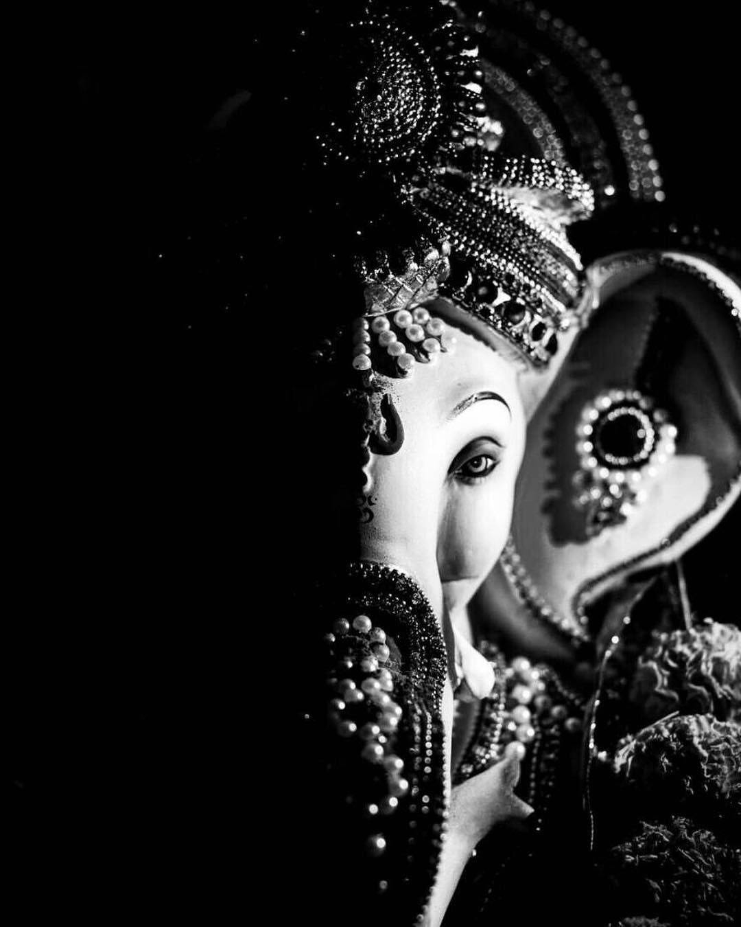 1080x1350 Ganesh Black And White Wallpaper, Phone