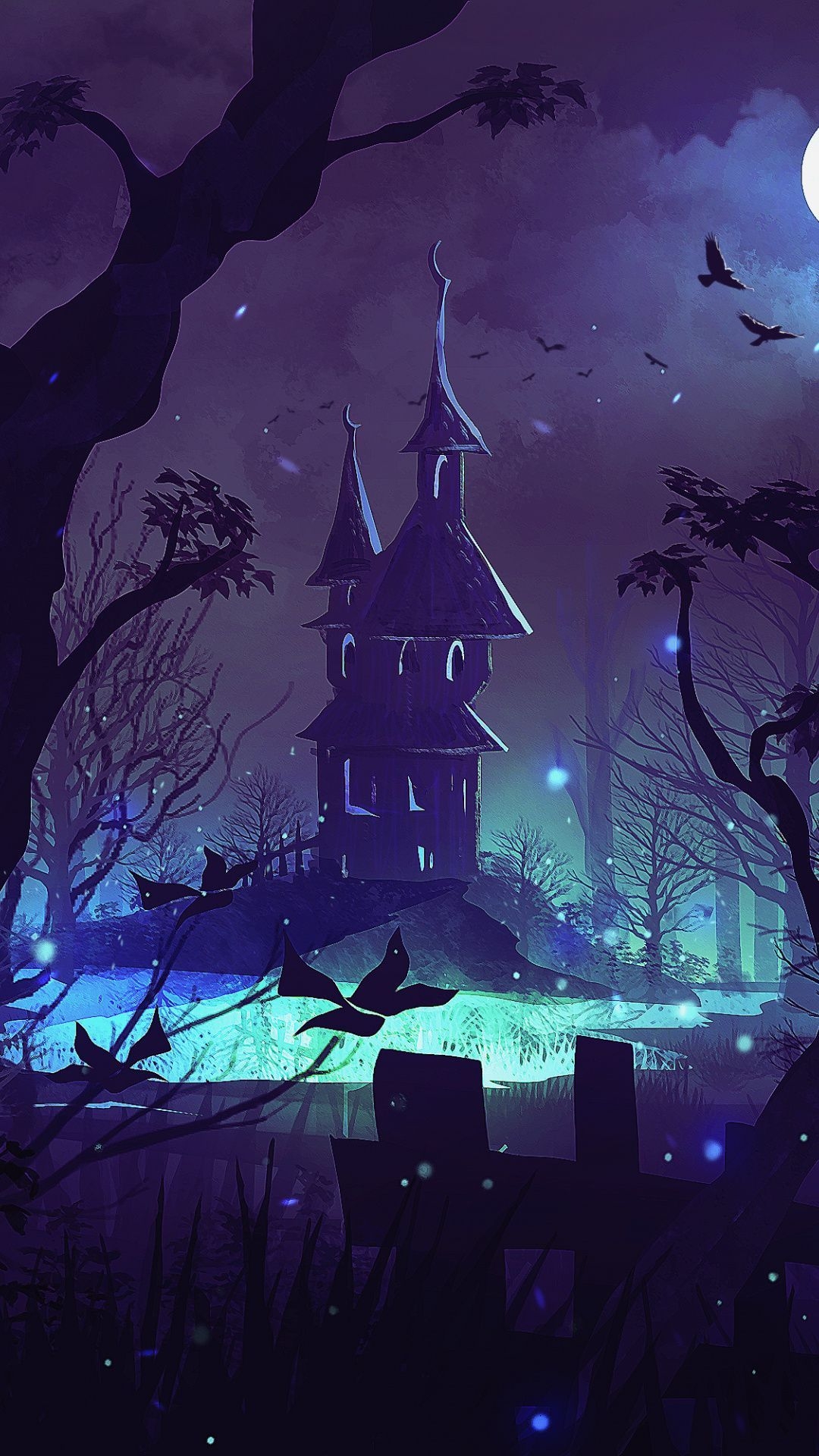 1080x1920 Haunted house, night, dark, fantasy, art wallpaper. Art wallpaper, Haunted house, Fantasy, Phone