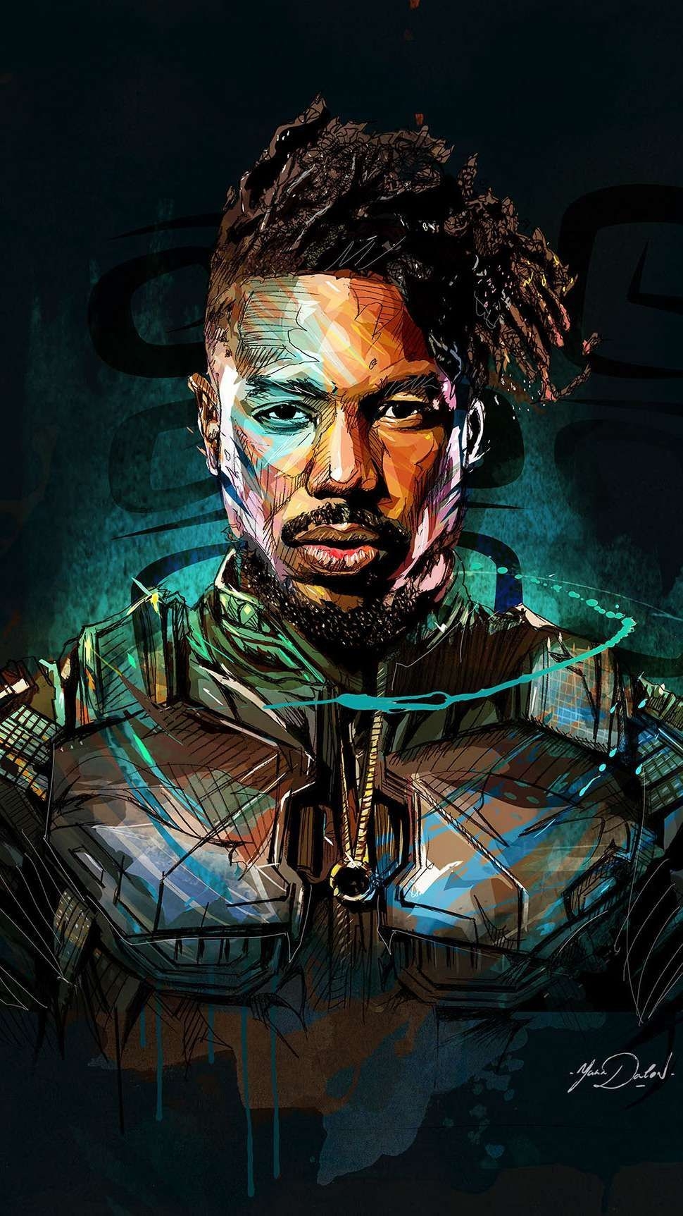 970x1730 Killmonger Art Black Panther iPhone Wallpaper. Black panther art, Panther art, Black panther, Phone