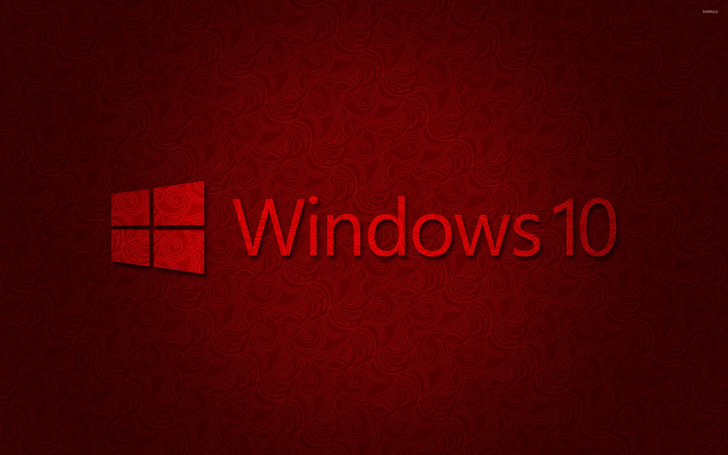 2880x1800 Windows 10 text logo on dark red pattern wallpaper, Desktop