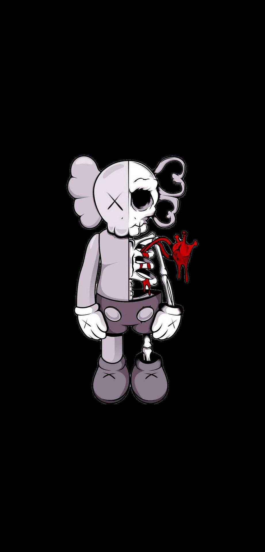 930x1920 Download Kaws Skeleton Flayed Heart Wallpaper, Phone