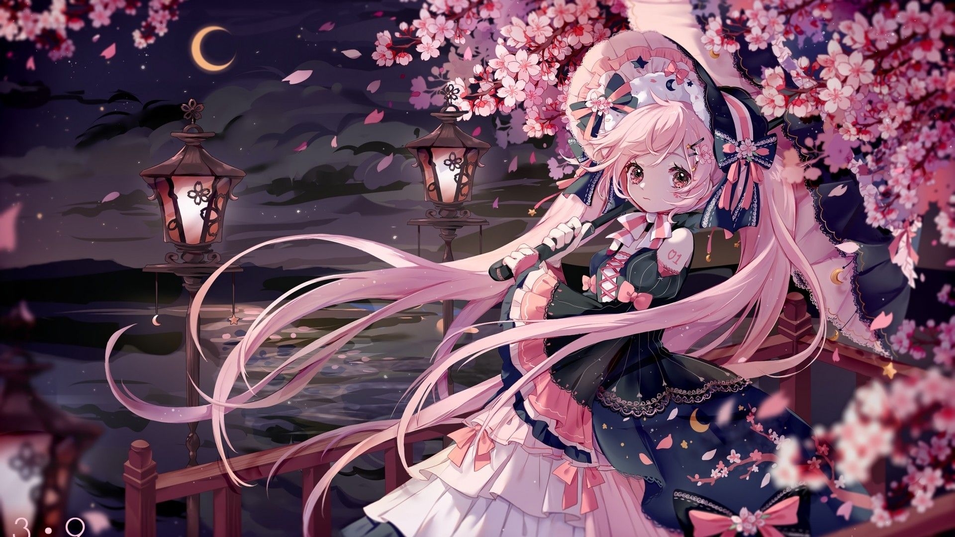 1920x1080 Download  Sakura Miku, Cherry Blossom, Vocaloid, Hatsune Miku, Gothic, Pink Hair, Lolita Wallpaper for Widescreen, Desktop