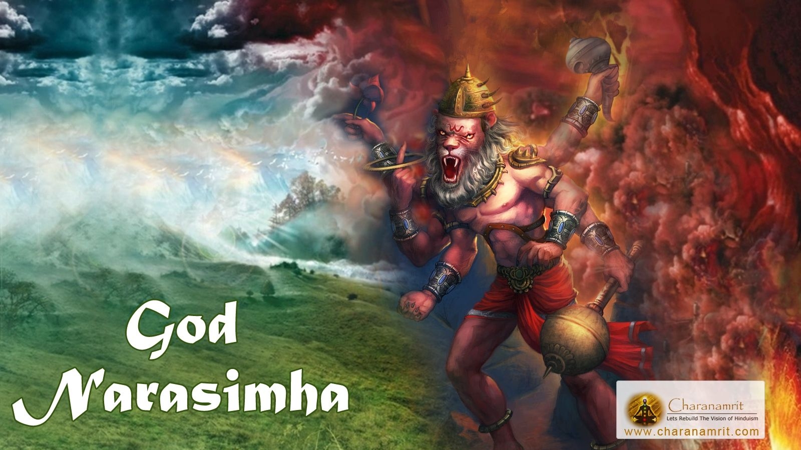 1600x900 Free download God Narsingh angry colorful 3D HD Wallpaper, Desktop