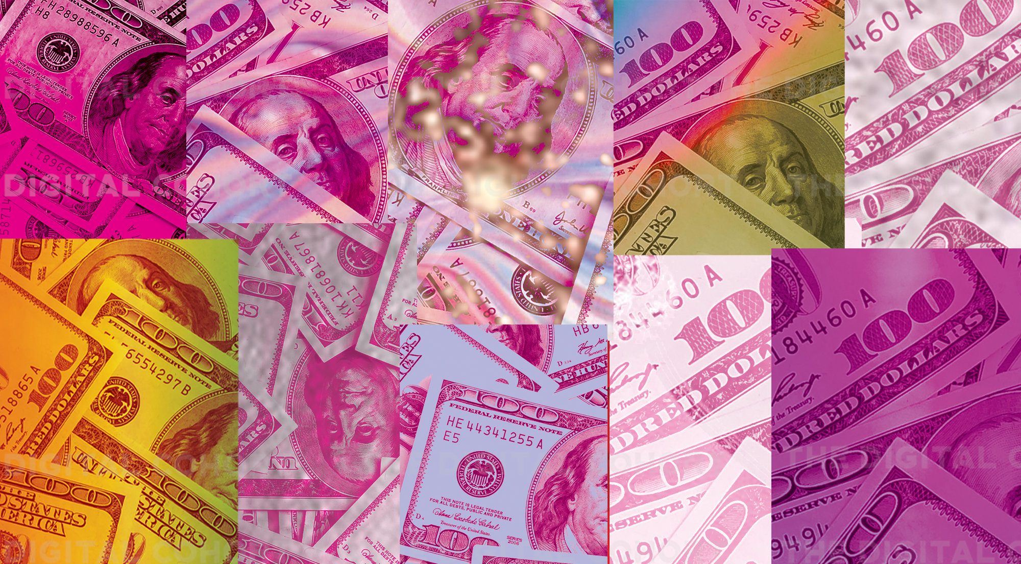 2000x1110 Pink Money Digital Paper 100 Dollar, Desktop