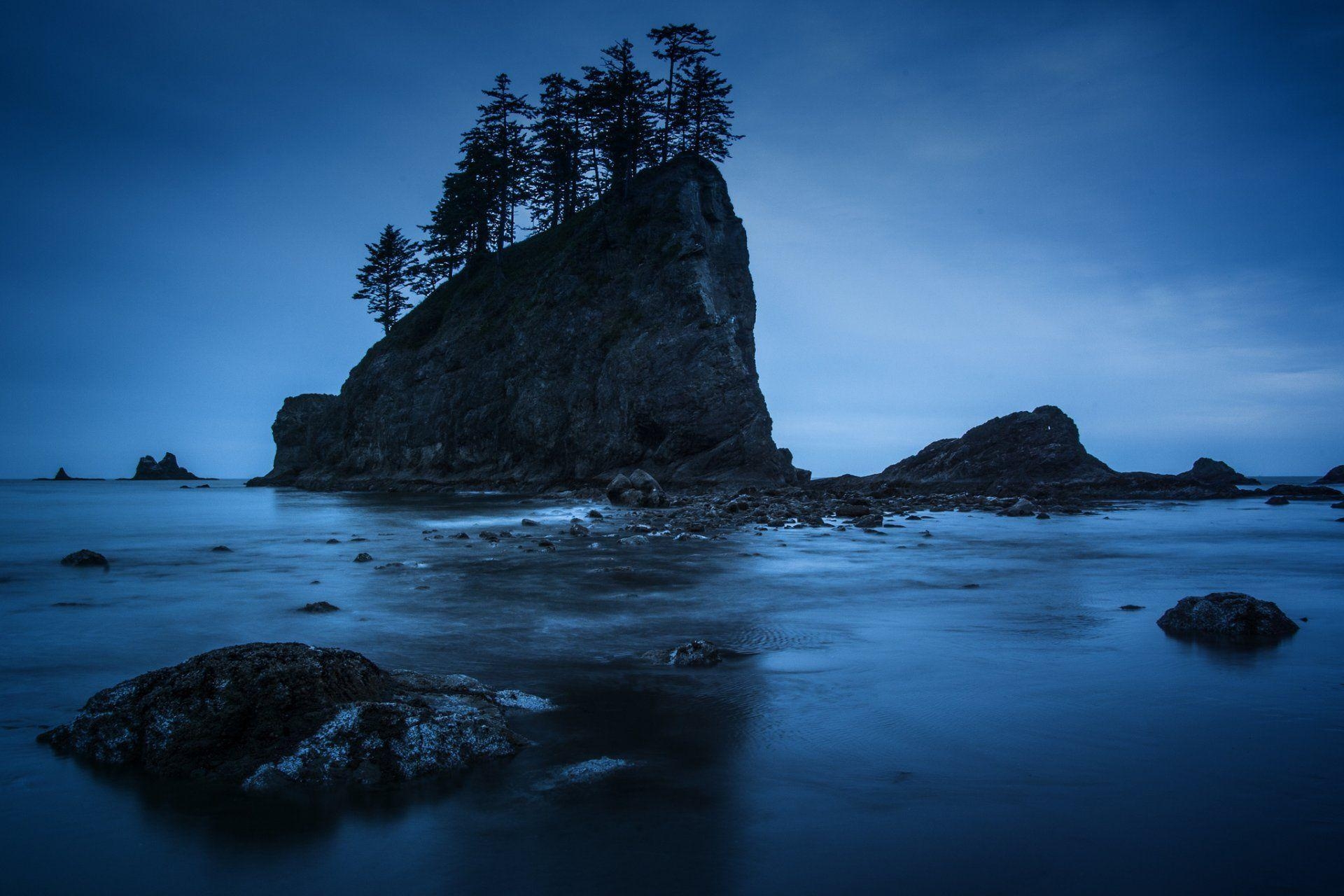 1920x1280 olympic national park washington night rock beach tree HD wallpaper, Desktop