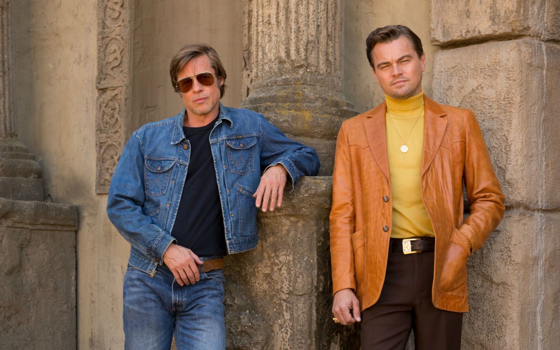 1920x1200 Download wallpaper Rick Dalton, Cliff Booth, Once Upon A Time In Hollywood, 2019 movie, Brad Pitt, Leonardo DiCaprio for desktop with resolution. High Quality HD picture wallpaper, Desktop