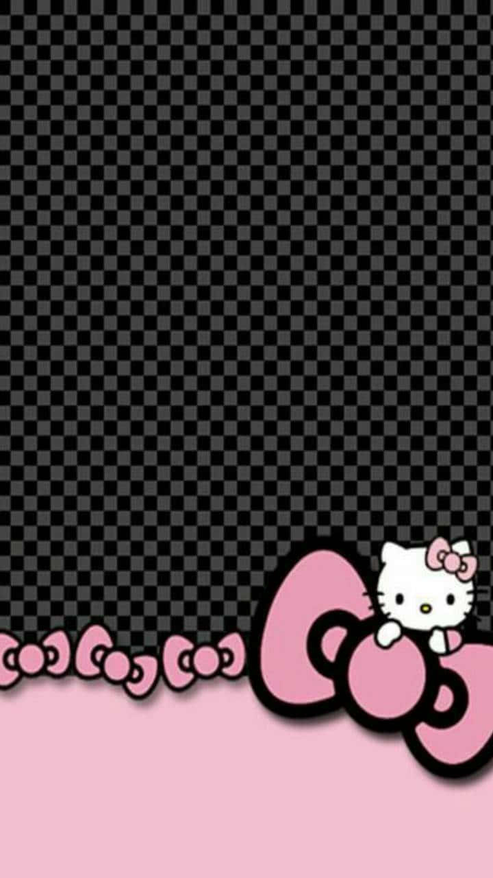 720x1280 Download Black Grid Cute Pink Hello Kitty Wallpaper, Phone